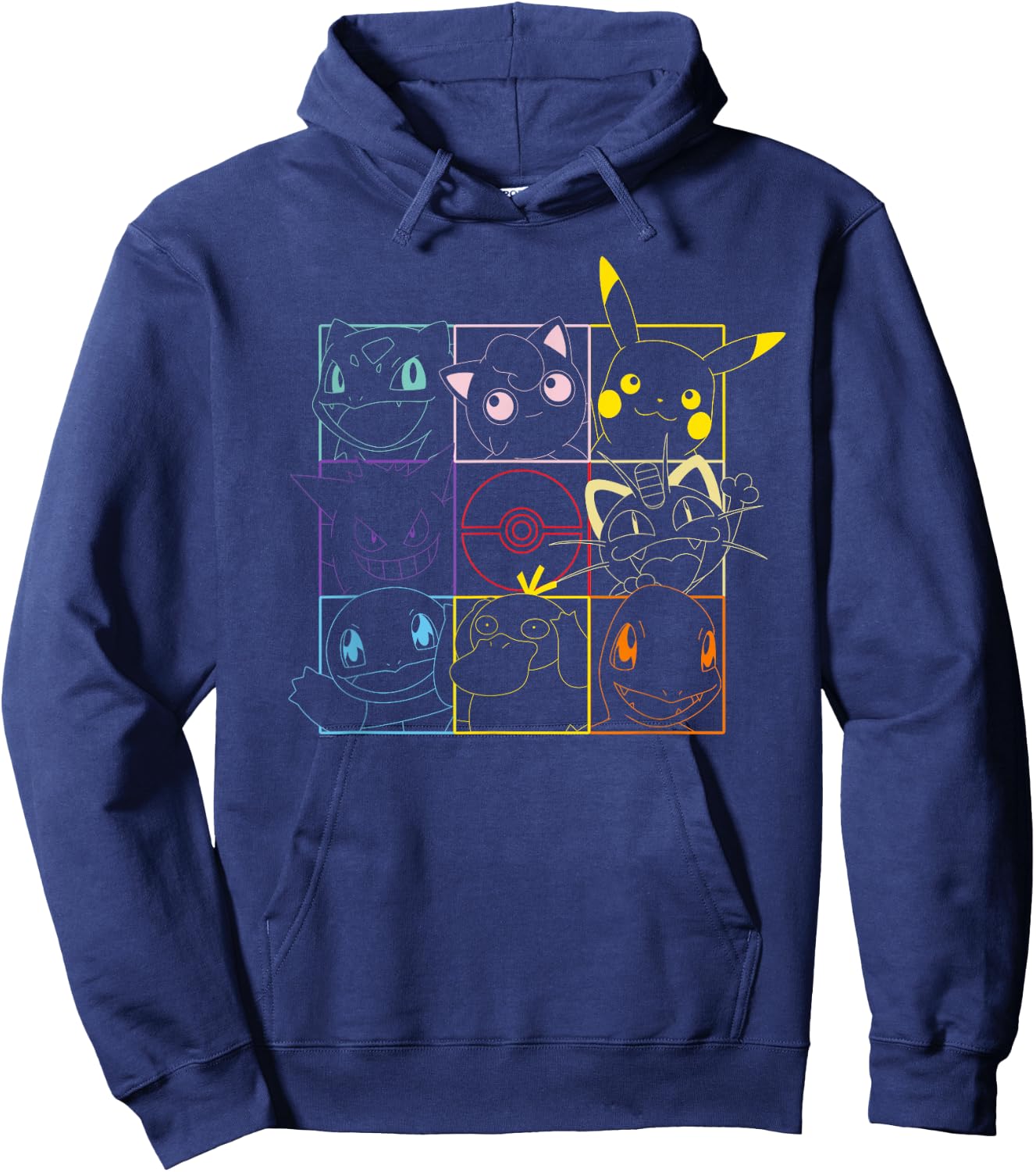 Pokemon Adult Black Grid Hoodie - Hoodie | Navy