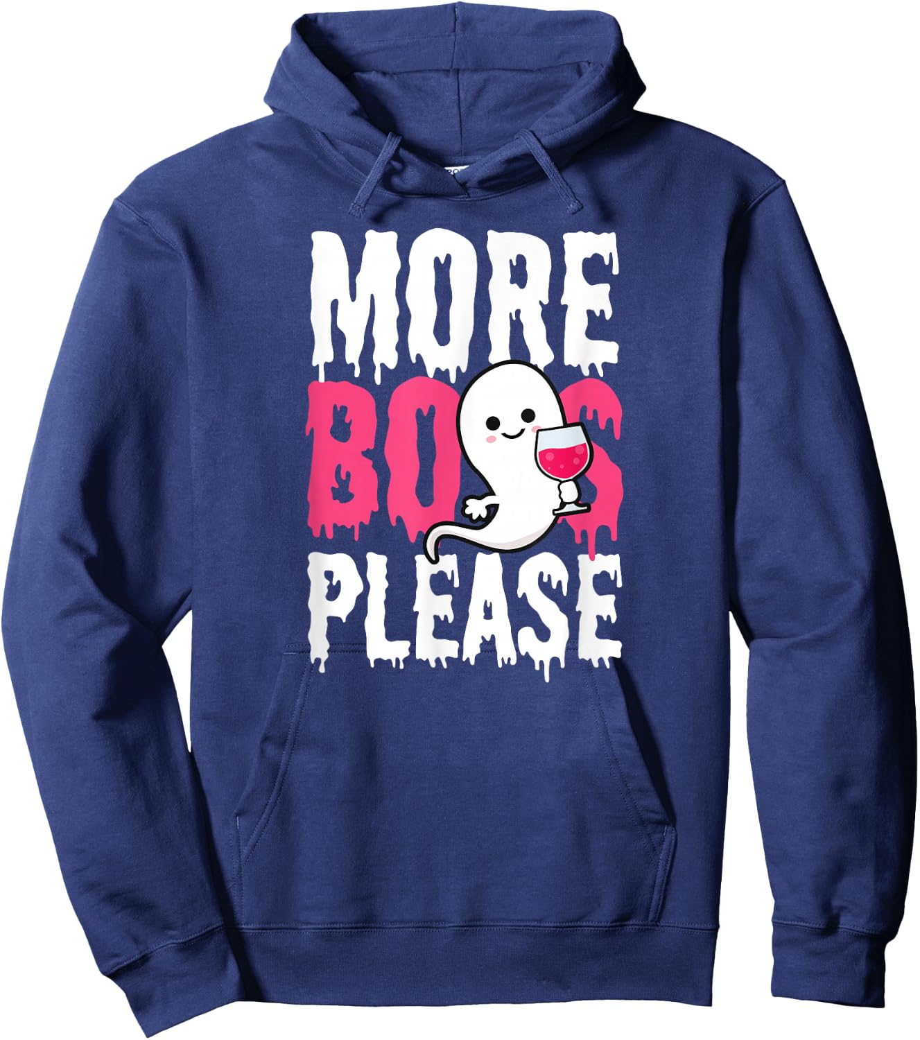 More Boos Please Design Halloween Wine Drinking Hoodie - Hoodie | Navy