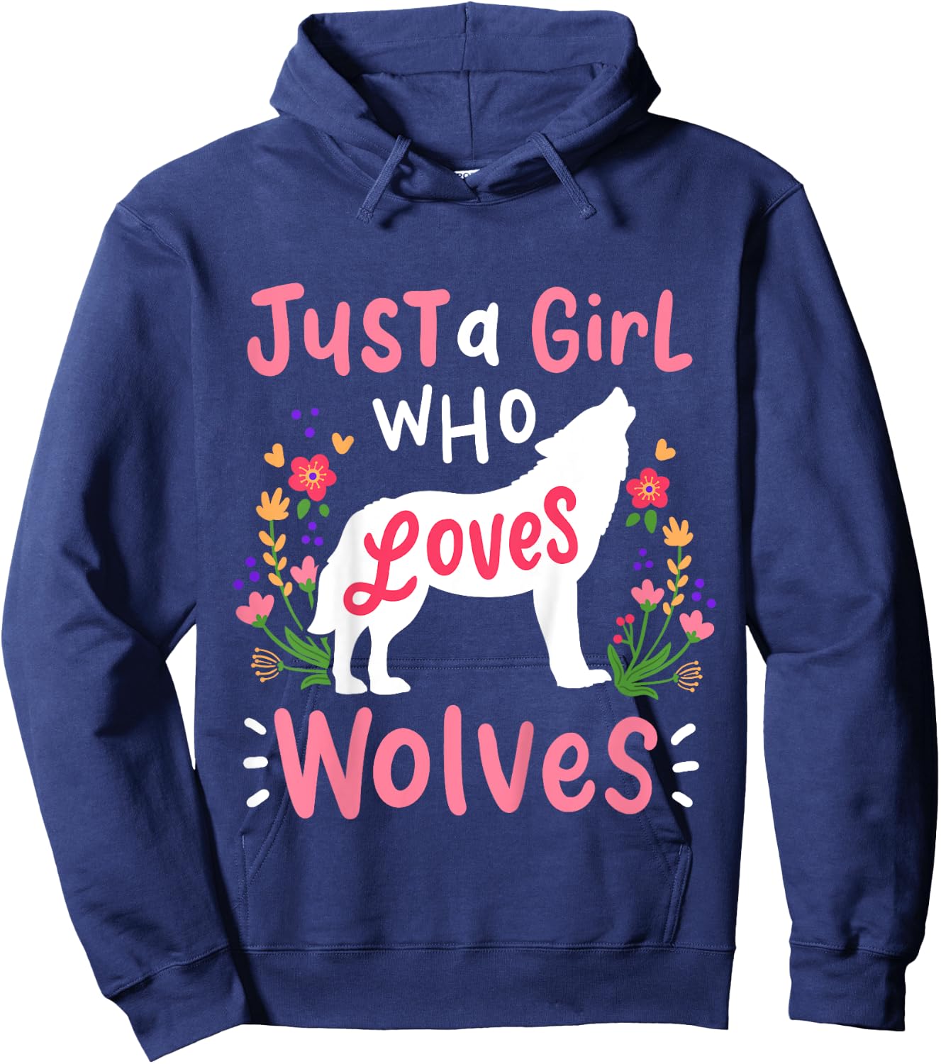 Kids Wolf Just A Girl Who Loves Wolves Hoodie - Hoodie | Navy
