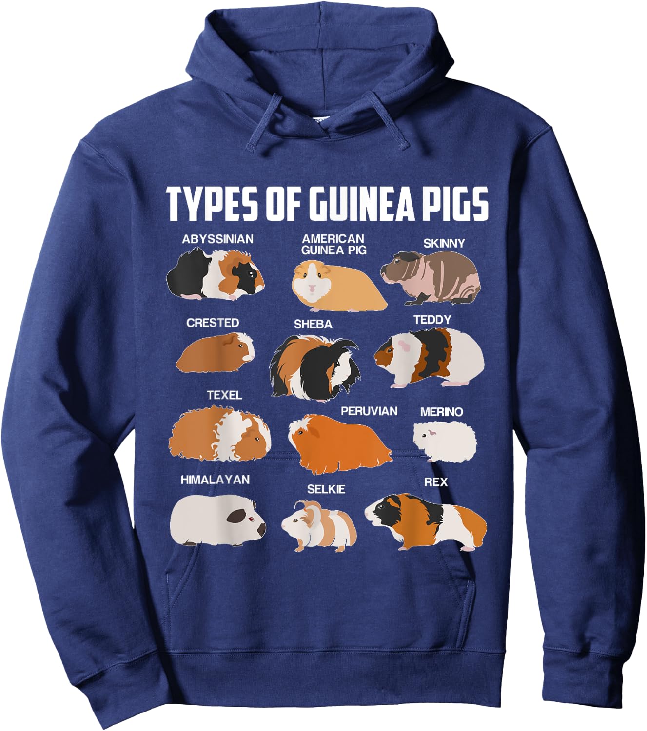 Different Types Guinea Pig Pet Gift Hoodie - Hoodie | Navy