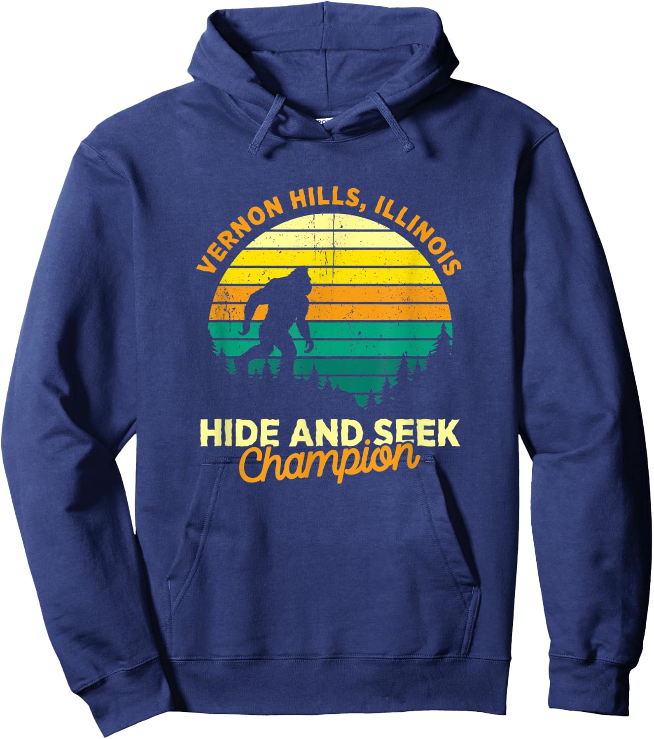 Retro Vernon Hills, Illinois Big foot Souvenir Hoodie - Hoodie | Navy
