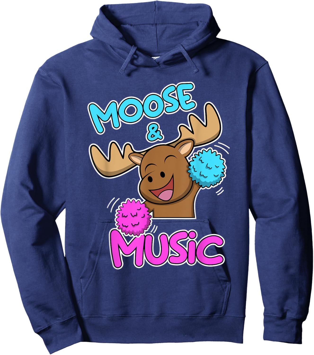 Dancing Moose Music Notes Musician Deer Elk Hoodie - Hoodie | Navy