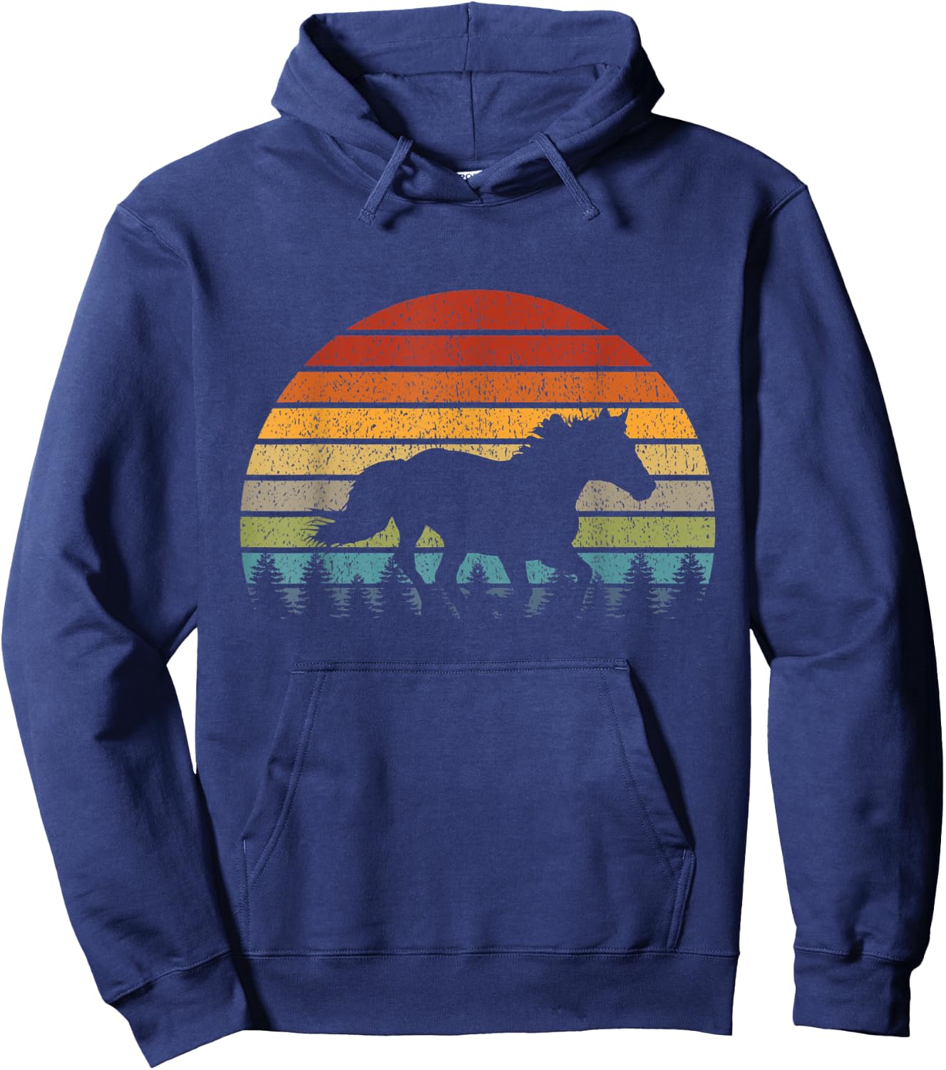 Retro Running Horse Hoodie - Hoodie | Navy