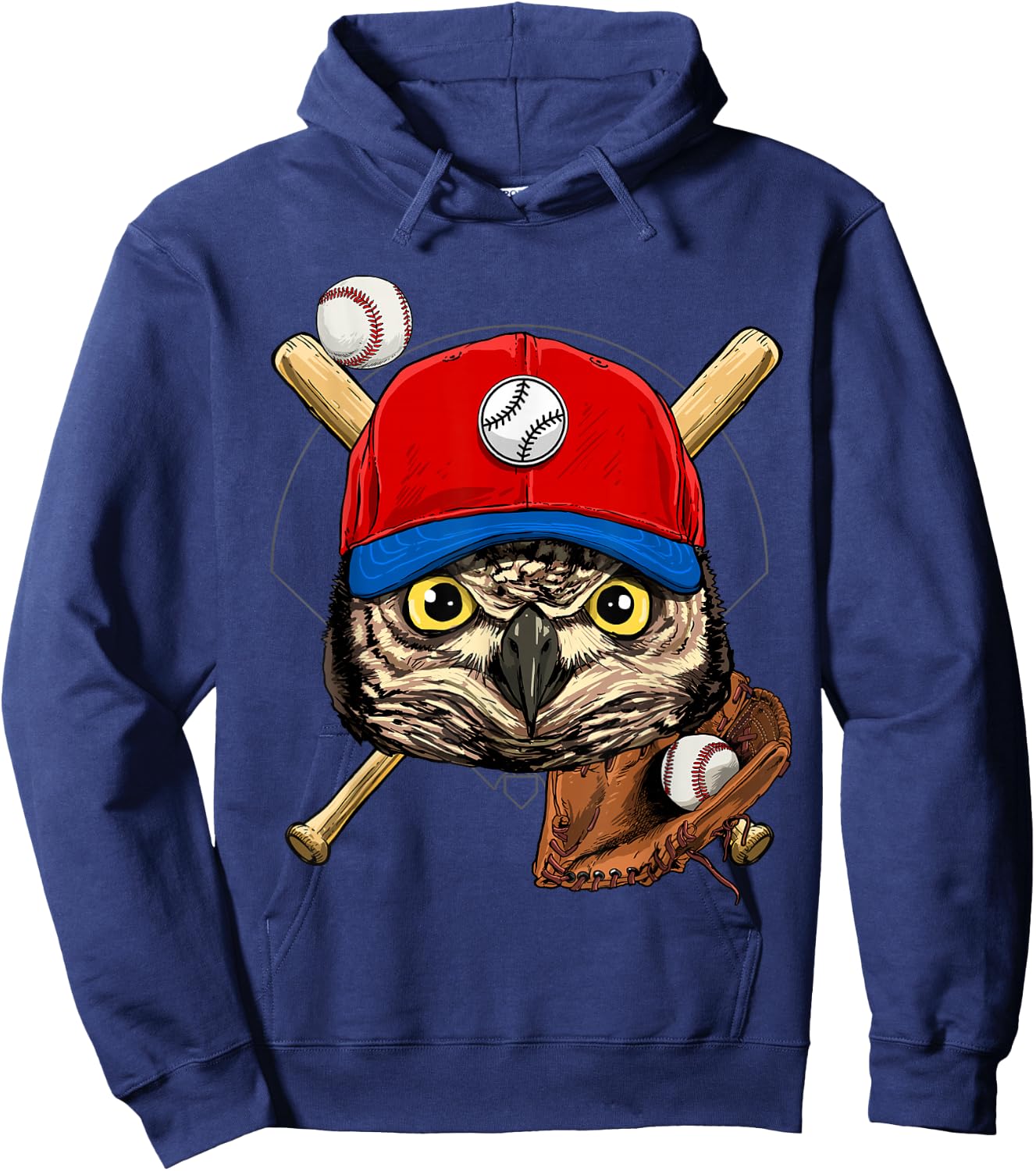Owl Baseball Owl Lovers Baseball Player Hoodie - Hoodie | Navy