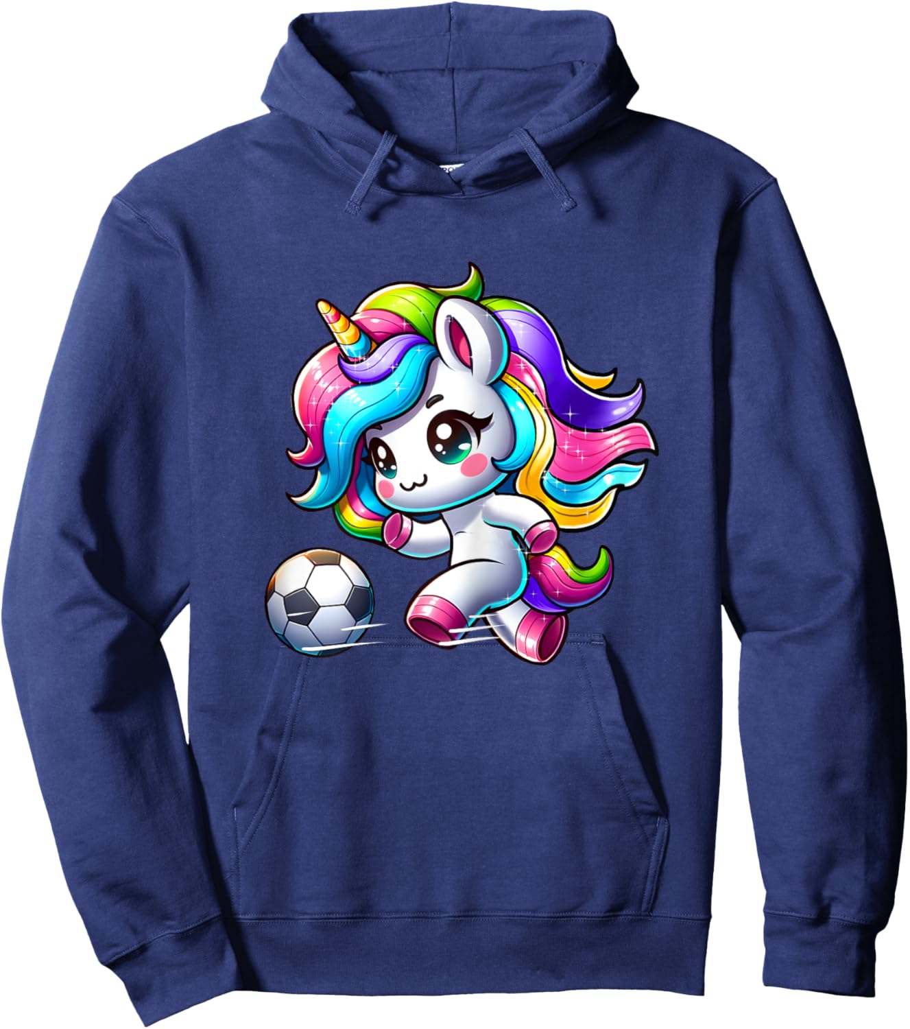 Soccer Player Unicorn Girls Hoodie - Hoodie | Navy