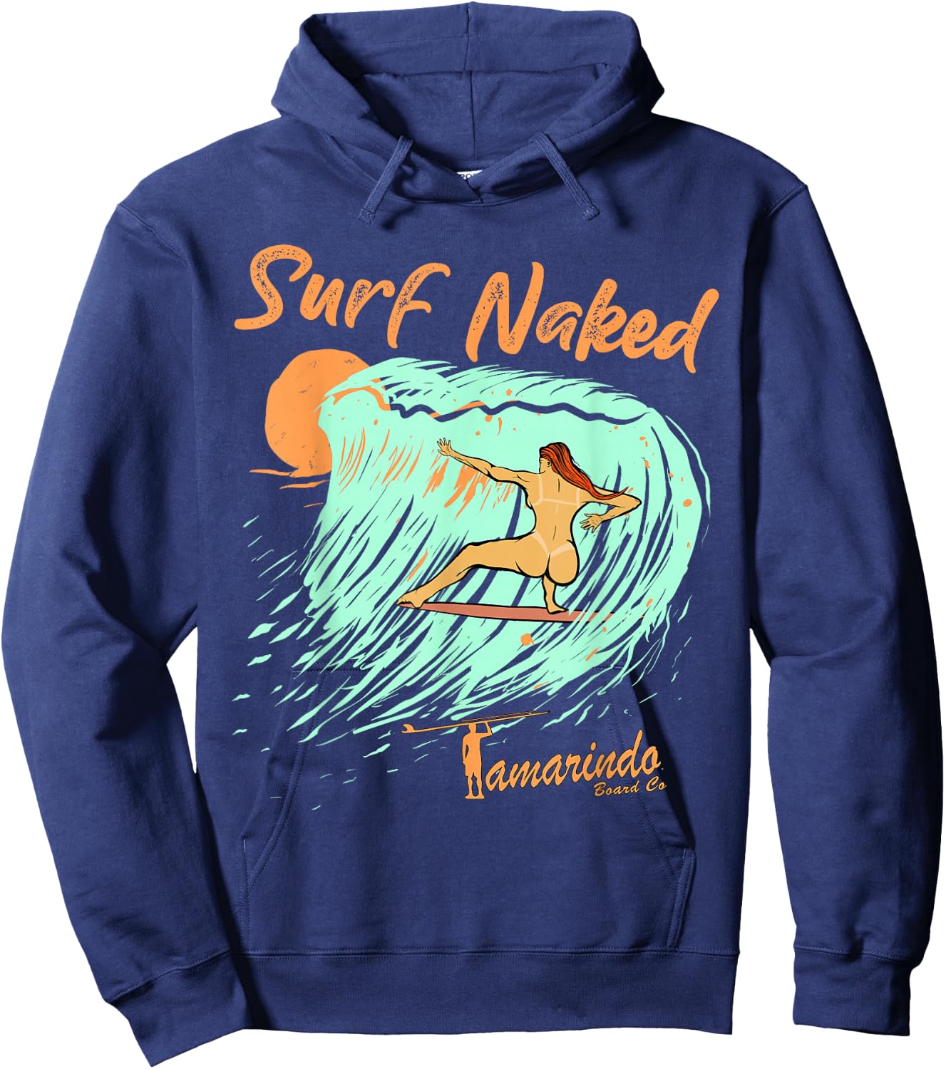 Naked Surf, Surfing funny surf Naked Hoodie - Hoodie | Navy