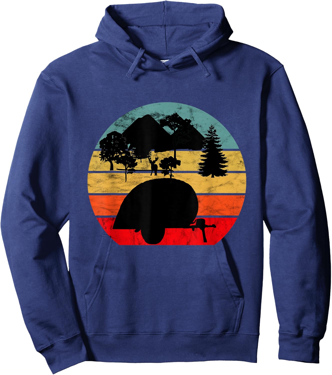 Camping Caravan Vintage Retro Sunset Camper Hoodie - Hoodie | Navy