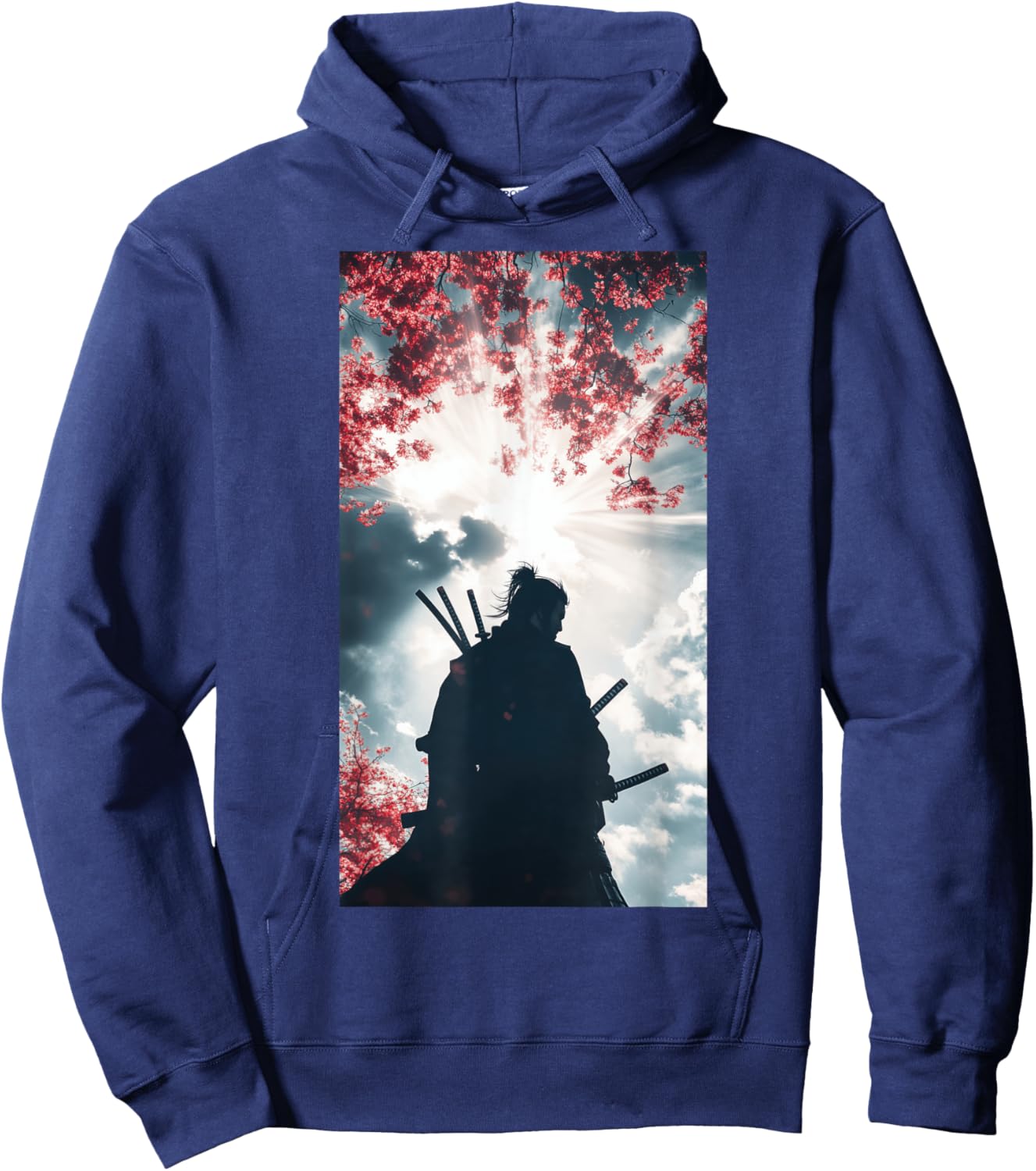 Samurai Silhouette Warrior Ninja Katana Hoodie - Hoodie | Navy