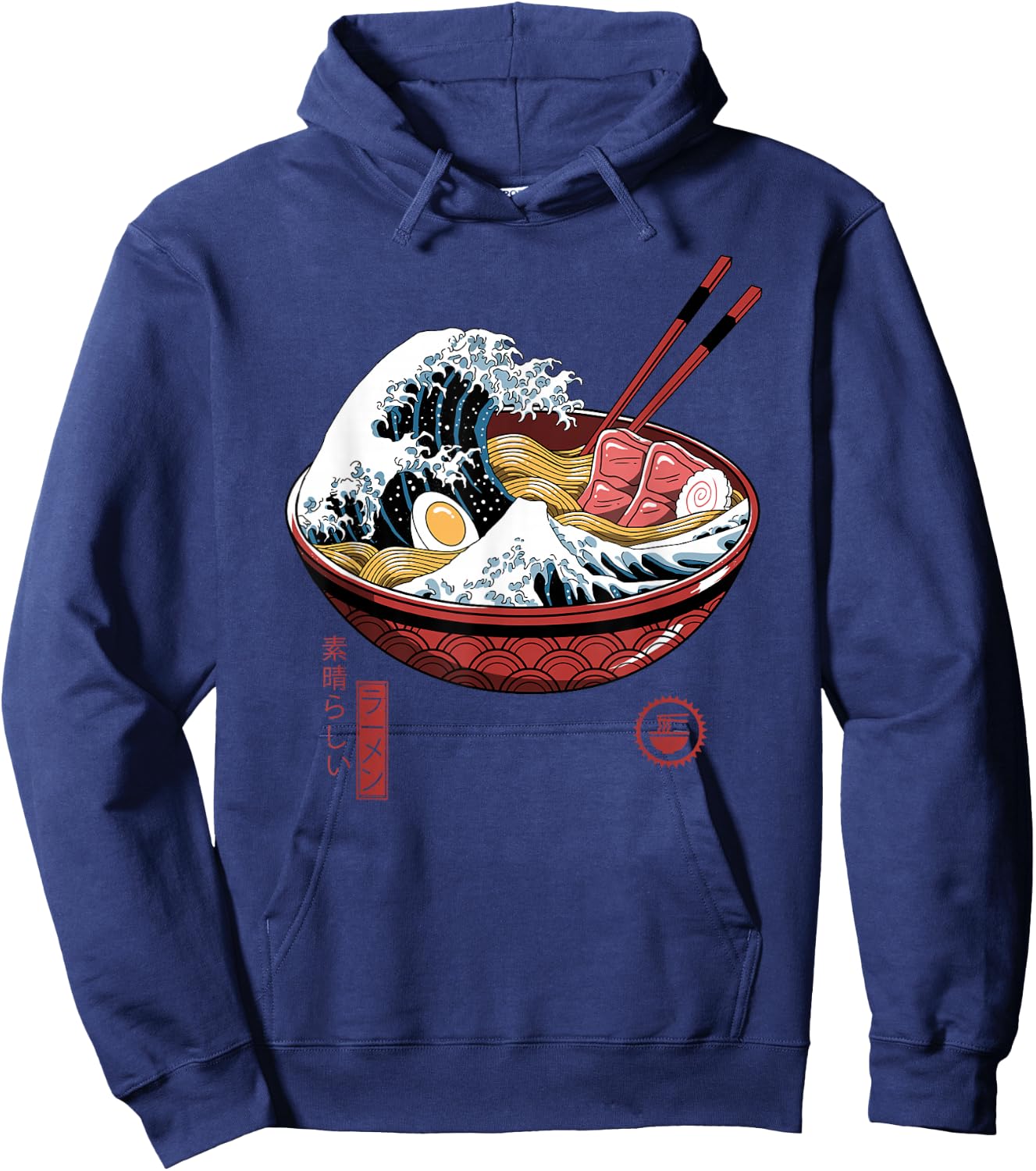 Great Ramen Wave White Hoodie - Hoodie | Navy