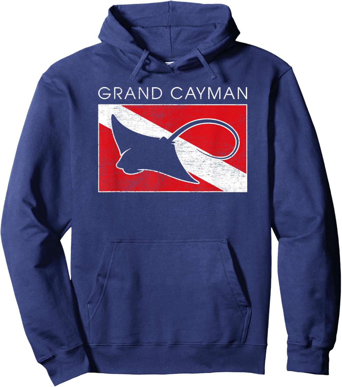 Stingray Grand Cayman Islands Scuba Dive Flag Hoodie - Hoodie | Navy