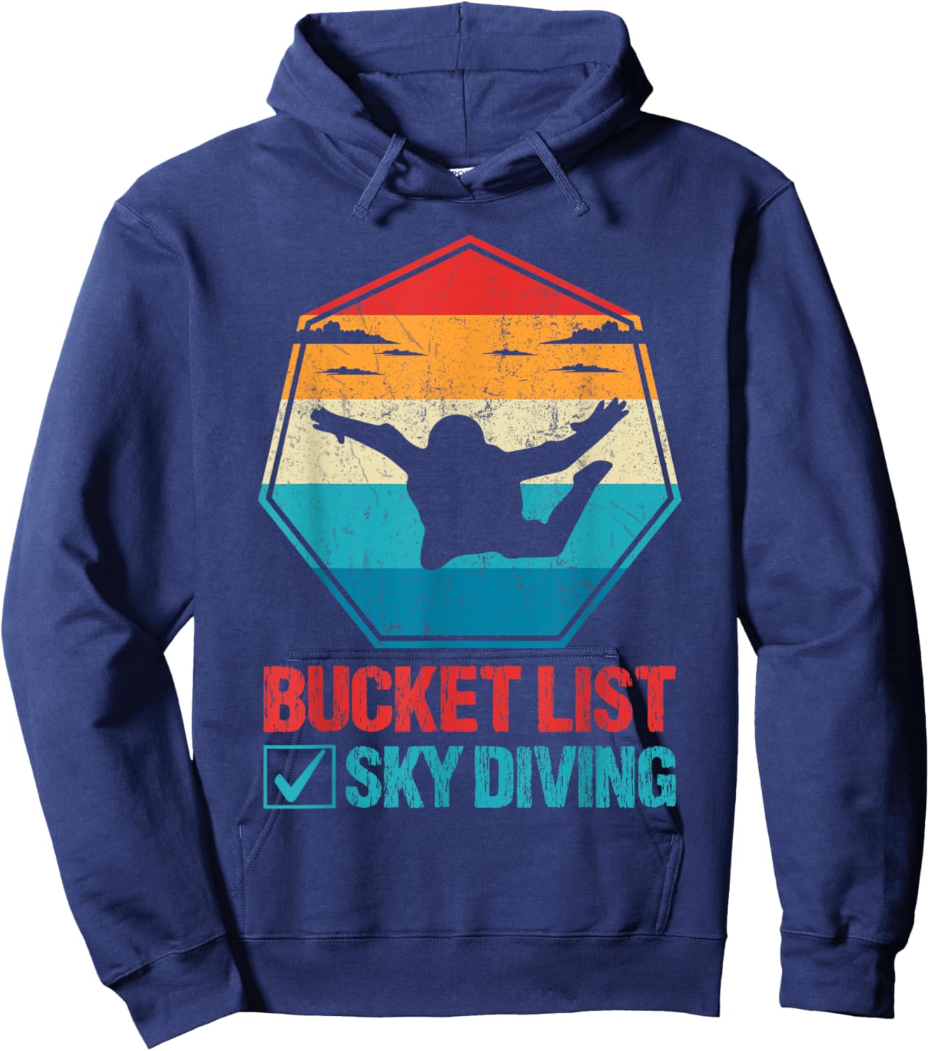 Bucket List Sky Diving Vintage Retro Skydiver Hoodie - Hoodie | Navy