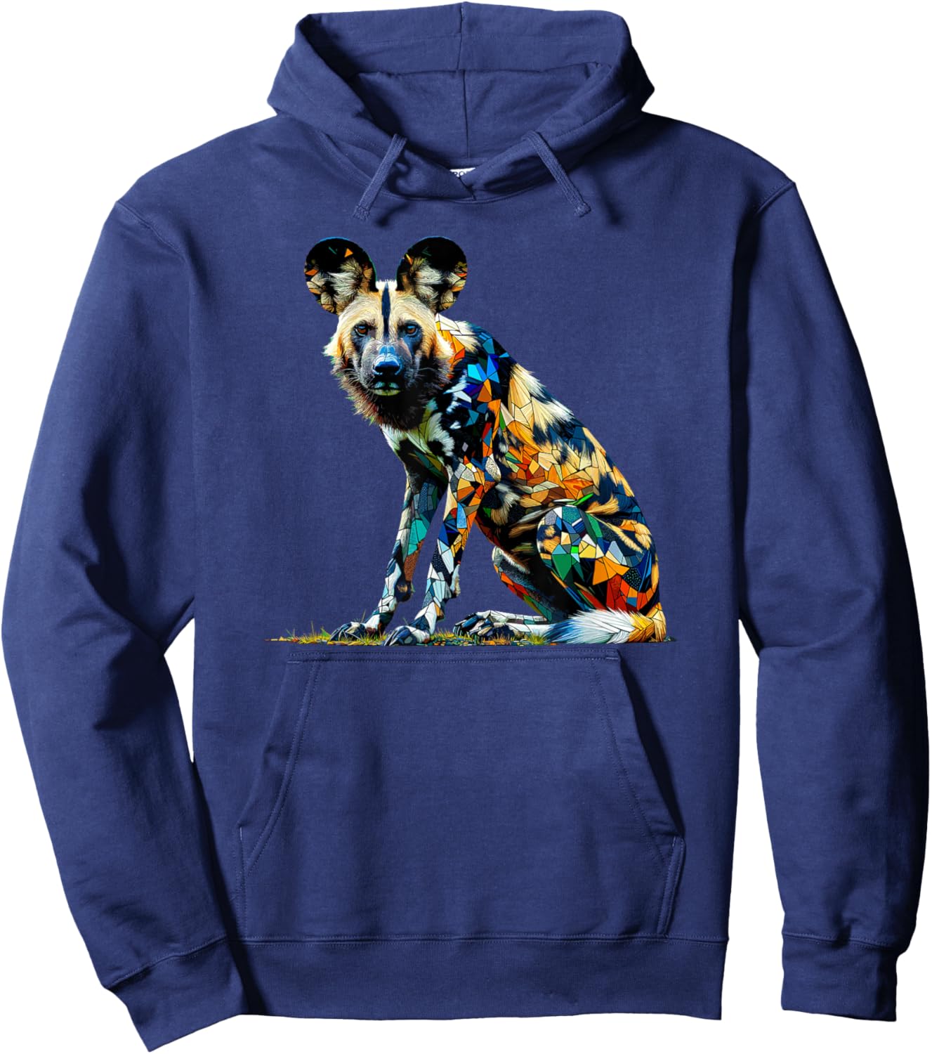 Polygon Art African Wild Dog Painted Dog Hoodie - Hoodie | Navy
