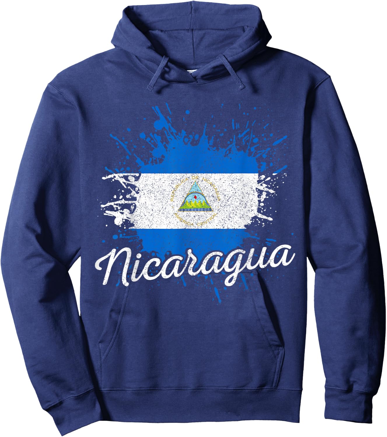 Nicaragua Flag Vintage Souvenir Hoodie - Hoodie | Navy