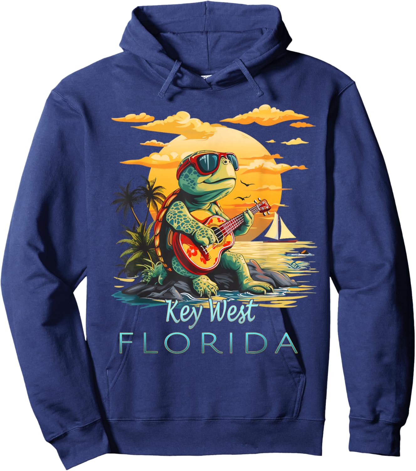 Key West Florida Keys Vacation Turtle Hoodie - Hoodie | Navy