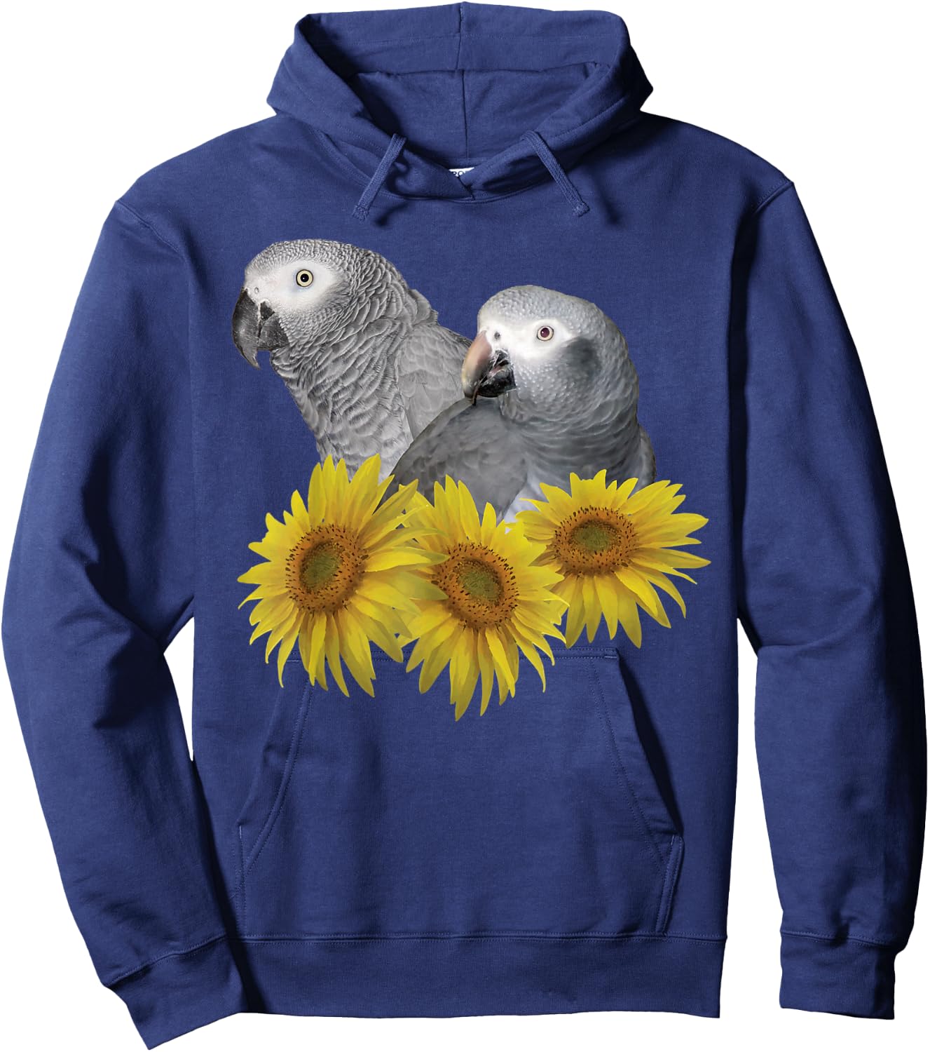 Congo and Timneh African Grey Parrot Sunflower Hoodie - Hoodie | Navy