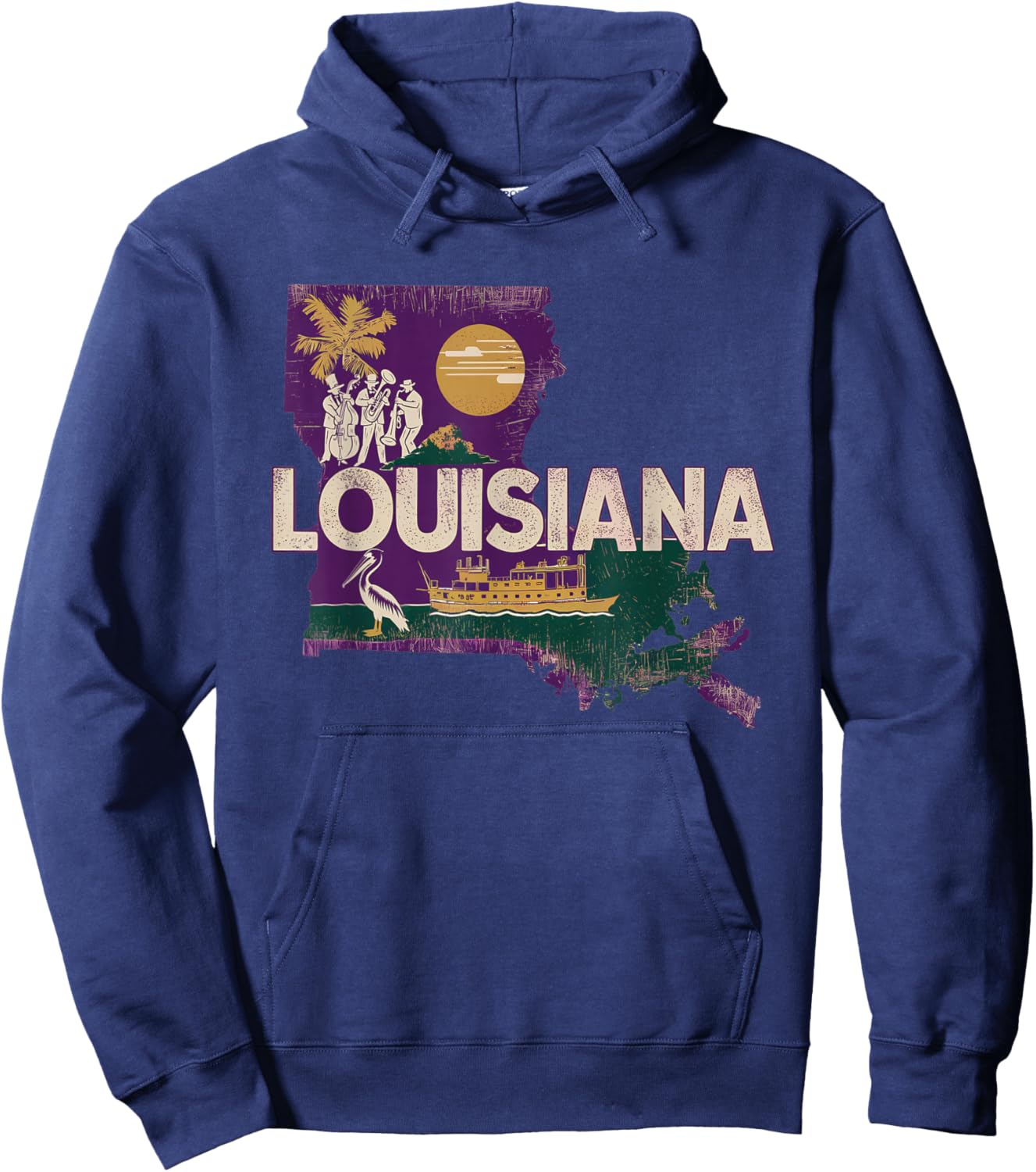 Louisiana State of Louisiana Retro Louisiana Hoodie - Hoodie | Navy