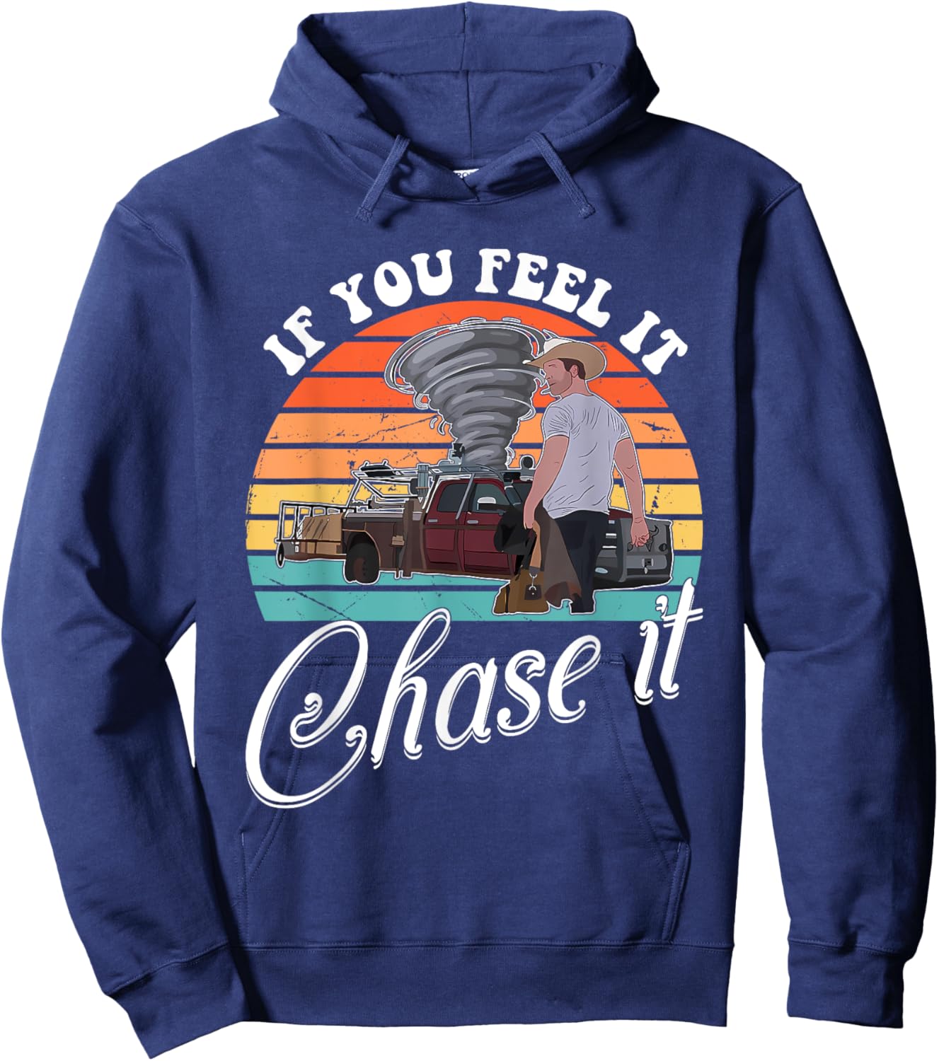 If You Feel It, Chase It Vintage Design Hoodie - Hoodie | Navy