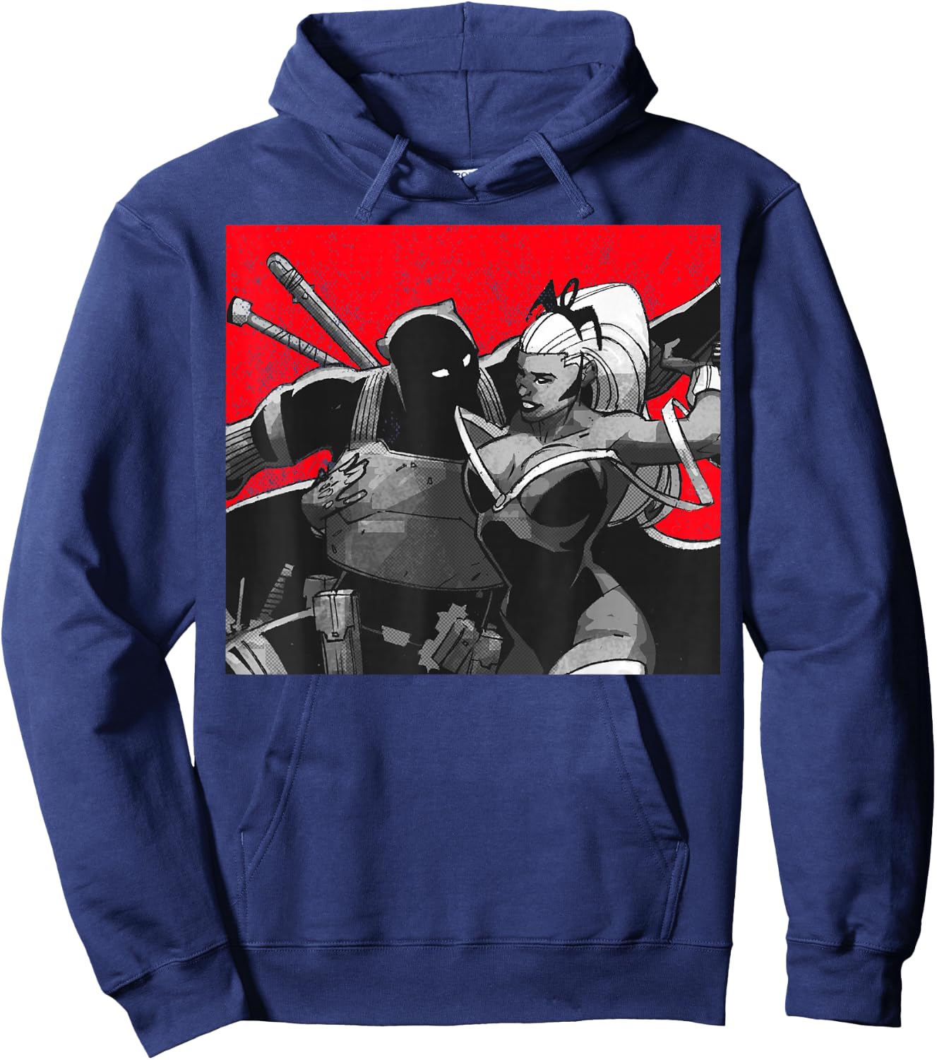 Marvel Black Panther & Storm Kanji Portrait Hoodie - Hoodie | Navy