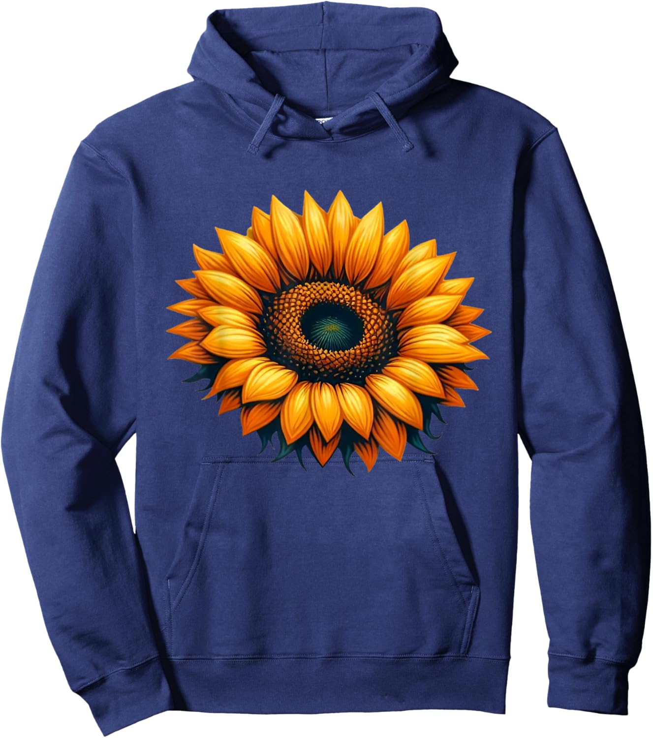 Elegance Sunflower Serenade Vintage Blossom Hoodie - Hoodie | Navy
