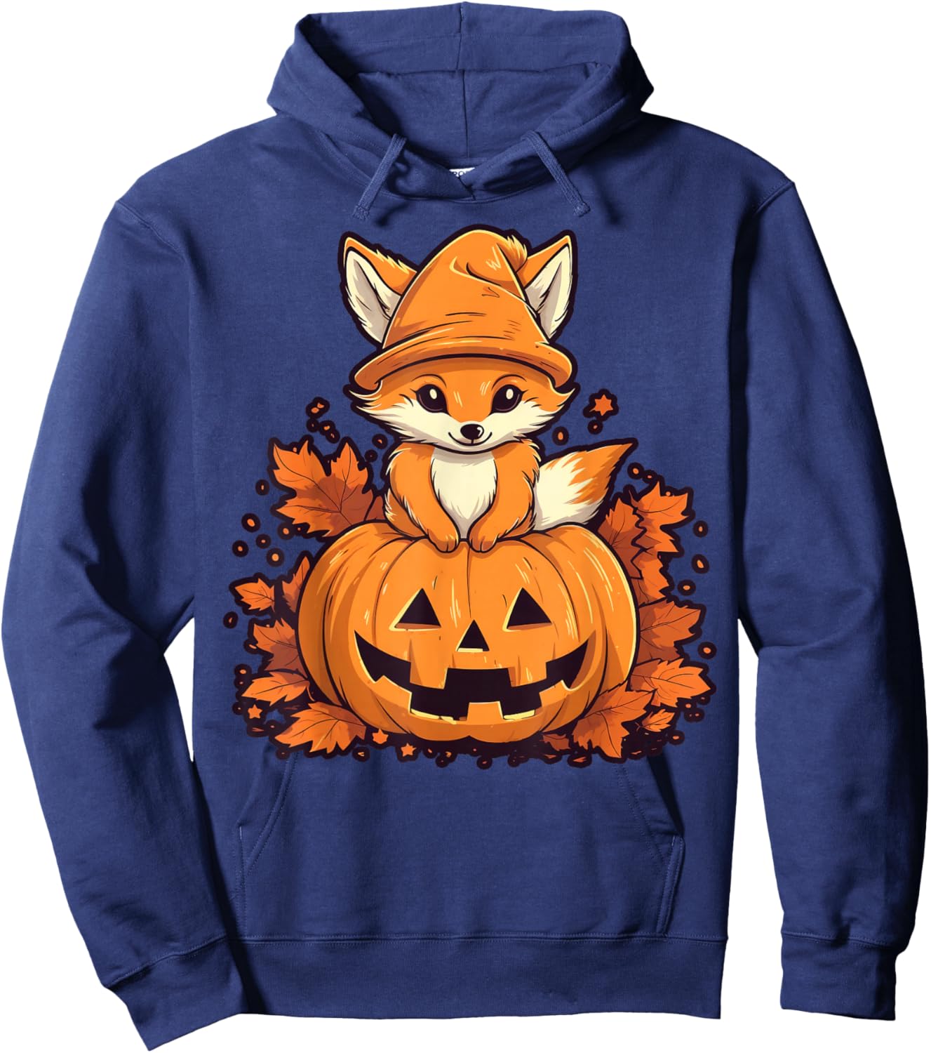 Pumpkin Fox costume on Fox Halloween Hoodie - Hoodie | Navy