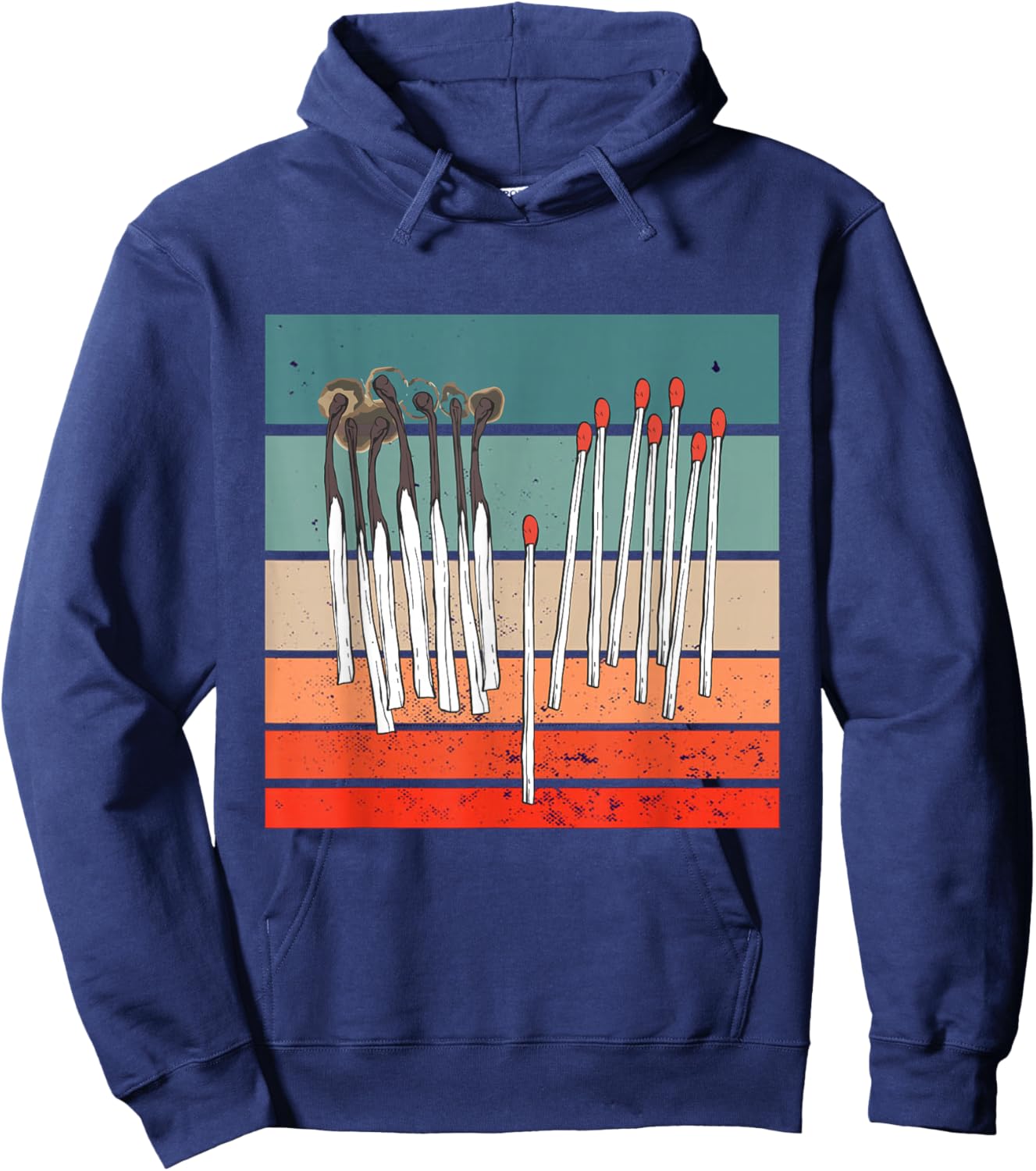 Burnt Matches Unburnt Carbonized Red Tips Hoodie - Hoodie | Navy
