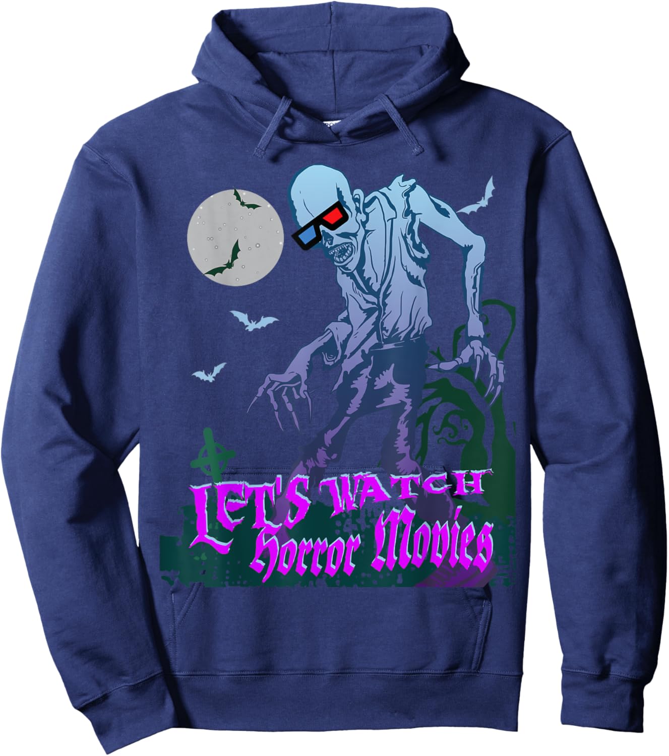 Lets Watch Horror Movies Scary Zombie Halloween Hoodie - Hoodie | Navy