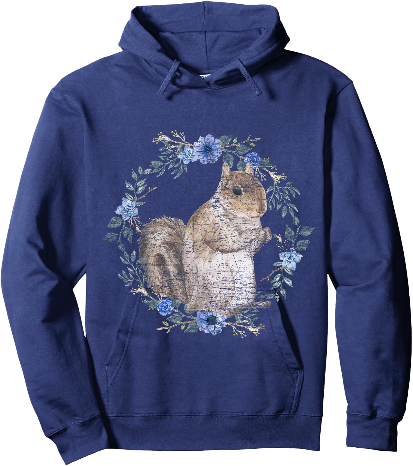 Flower Circle Animal Squirrel Hoodie - Hoodie | Navy