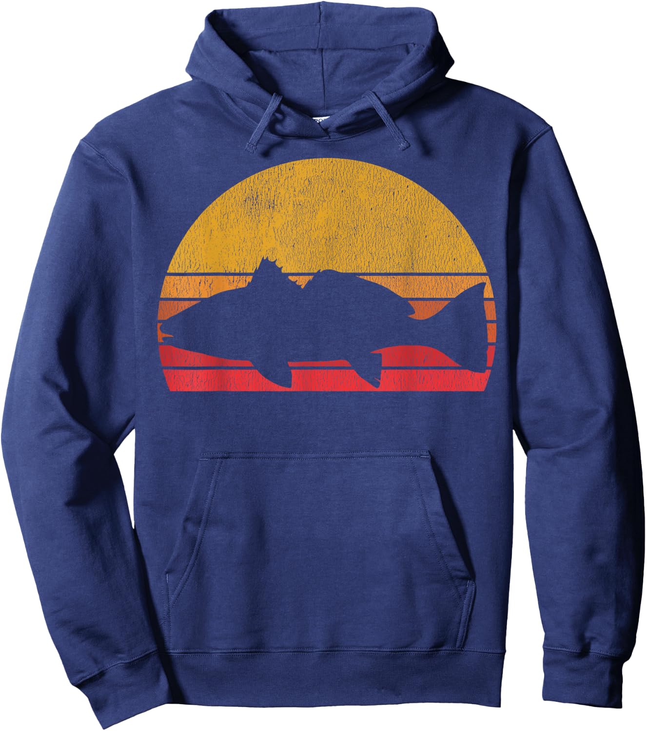 Redfish Retro Saltwater Fisherman Fishing Hoodie - Hoodie | Navy