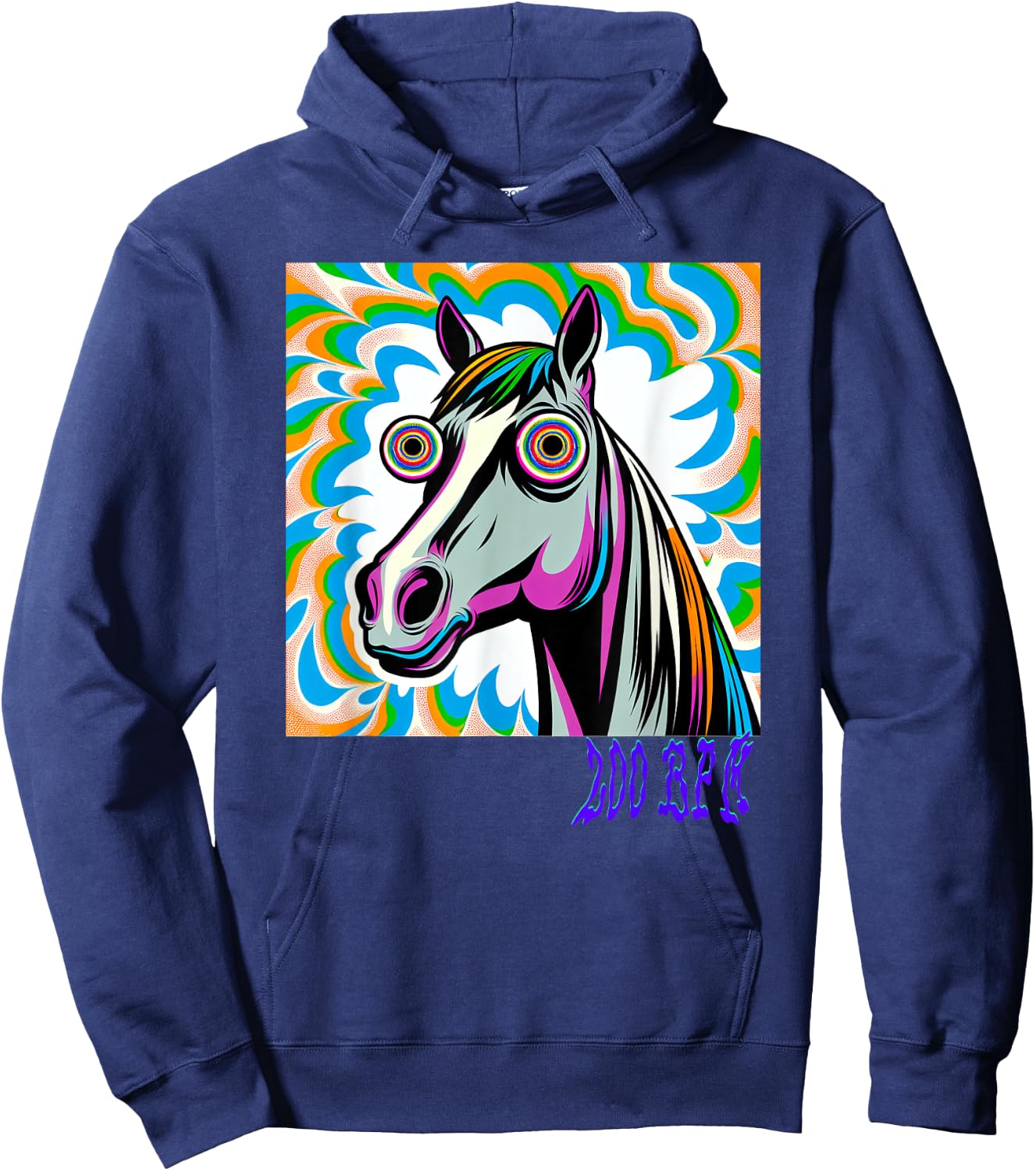 Techno Uptempo Horse 200 BPM Hoodie - Hoodie | Navy