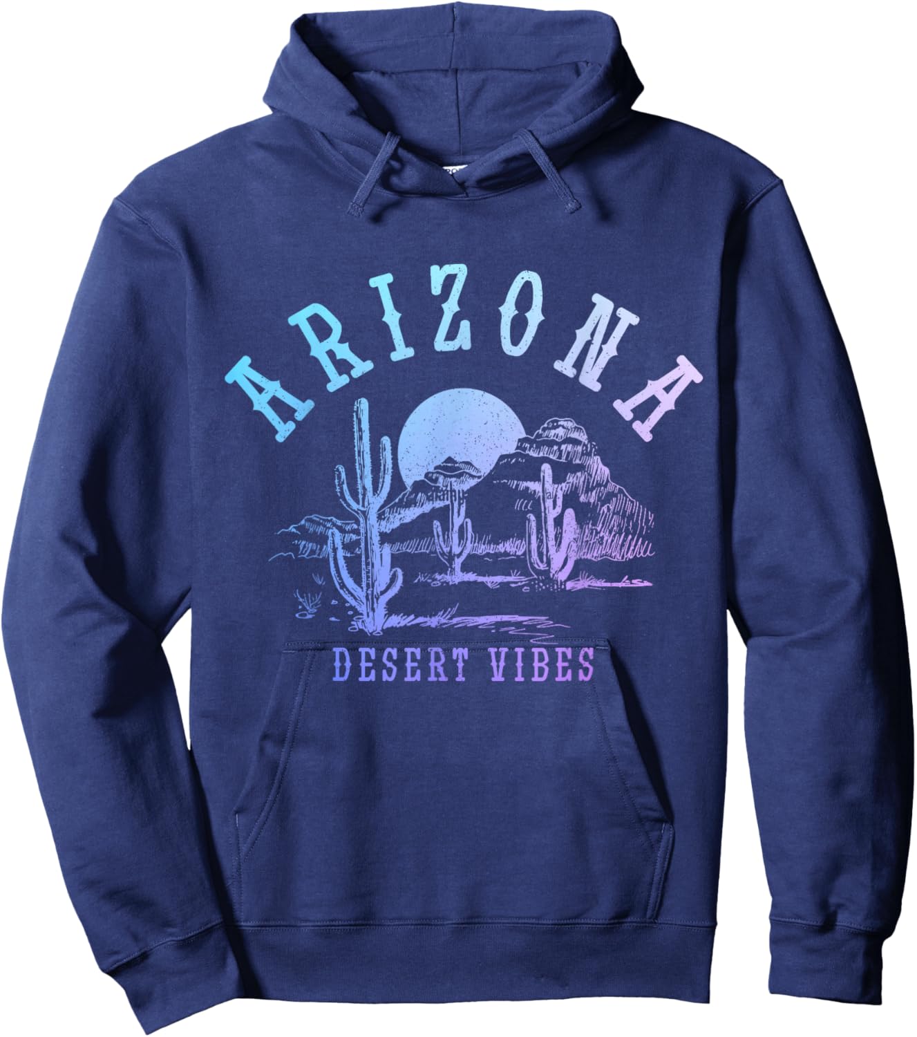 Arizona Desert Vibes AZ Pride Cactus Vintage Hoodie - Hoodie | Navy