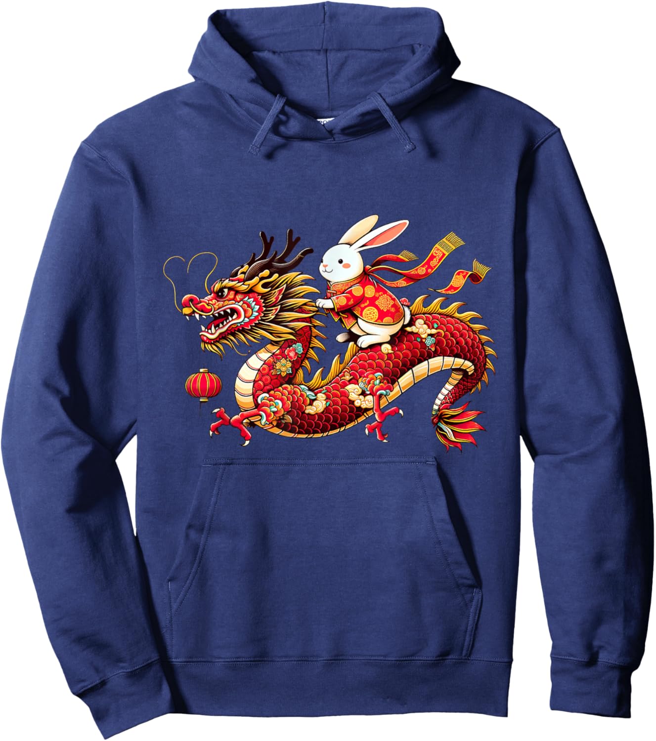 Rabbit ride Chinese Dragon Funny Happy New Year Hoodie - Hoodie | Navy