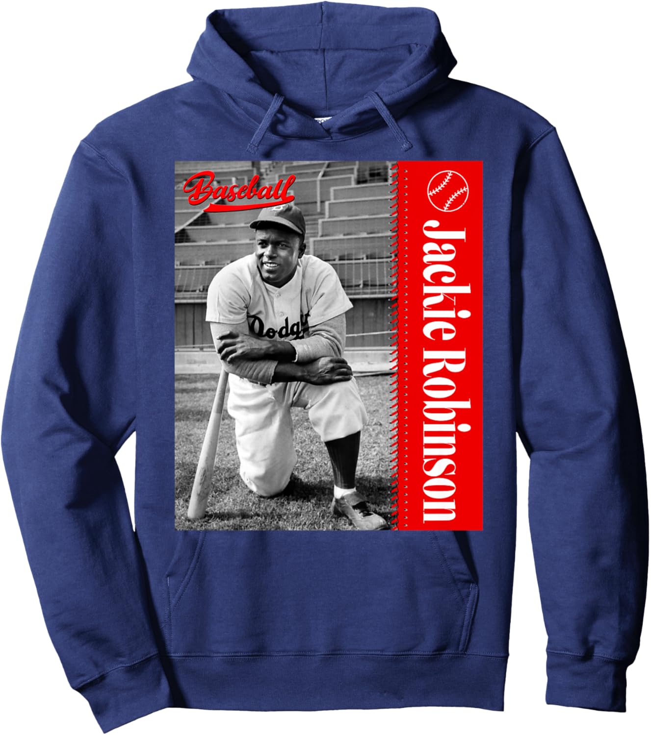 Jackie Robinson_Baseball_077_Back Printed Hoodie - Hoodie | Navy