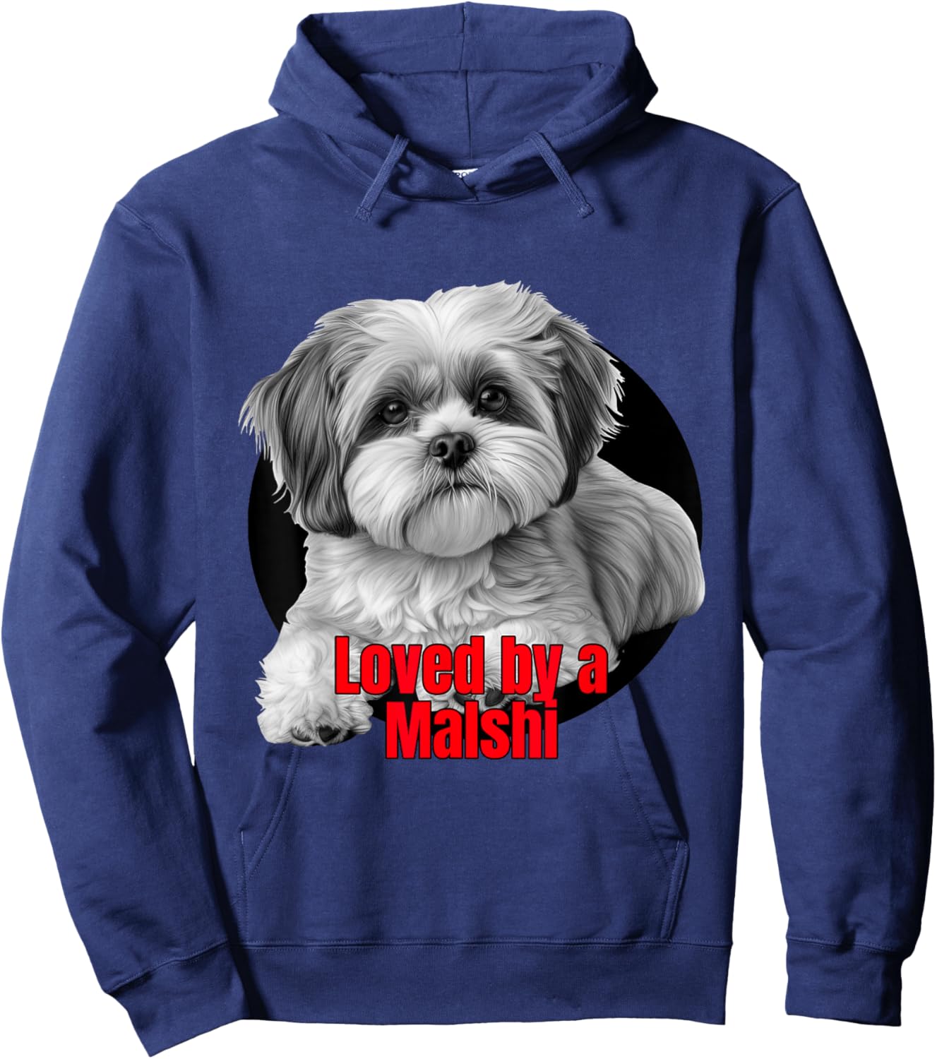 Loved by a Malshi Big Bold Graphic Design Hoodie - Hoodie | Navy