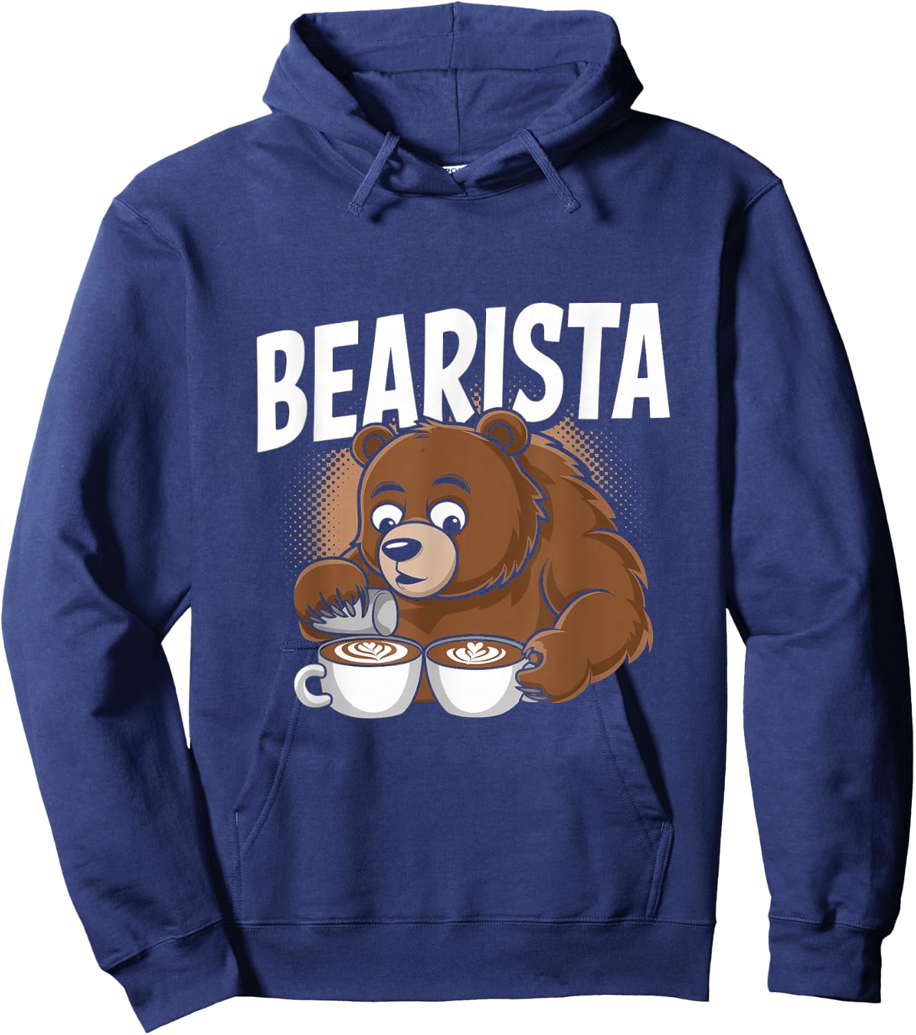 Bearista Funny Barista Pun Coffee Bear Hoodie - Hoodie | Navy