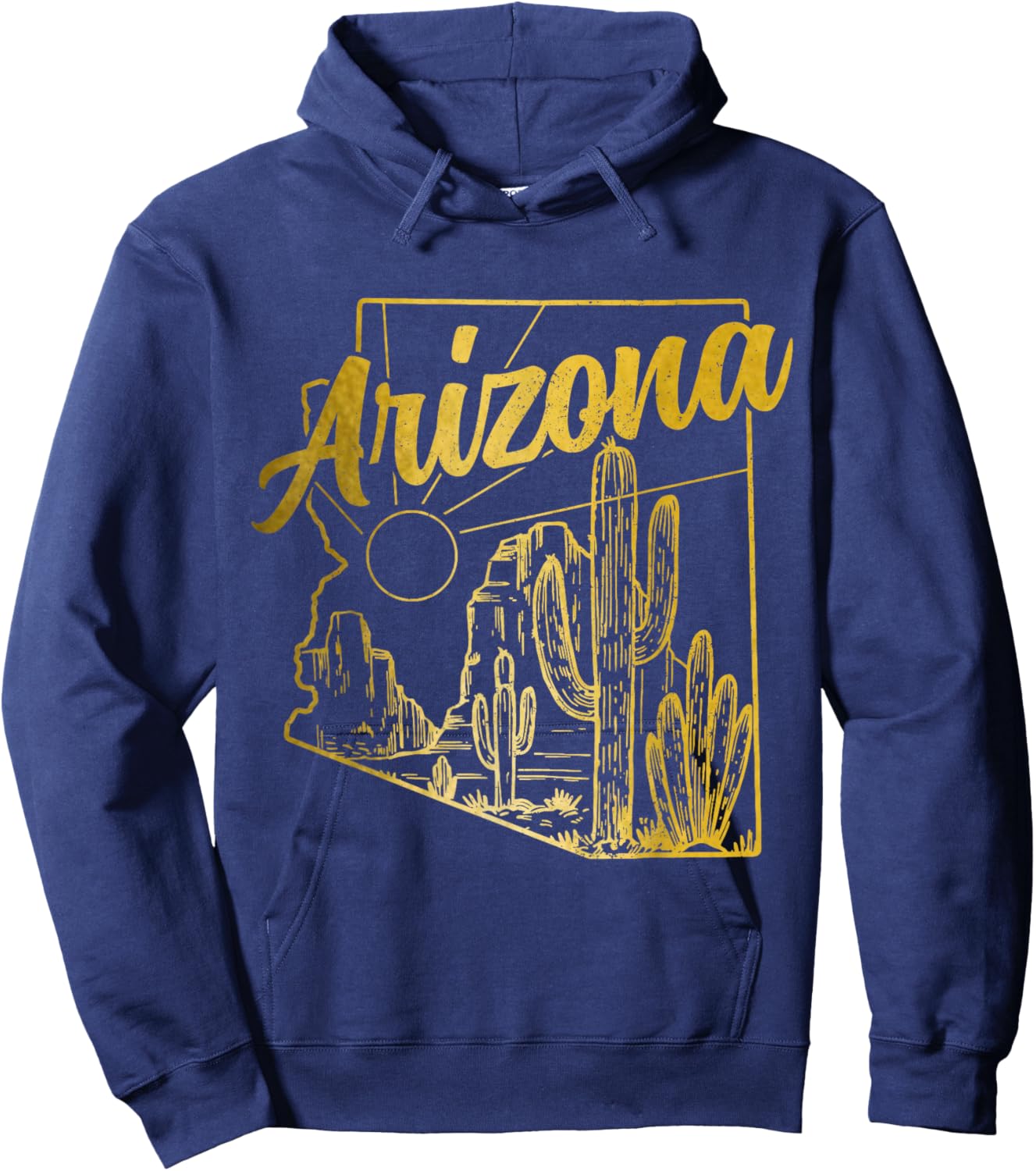 Arizona AZ Pride State Map Cactus Hoodie - Hoodie | Navy