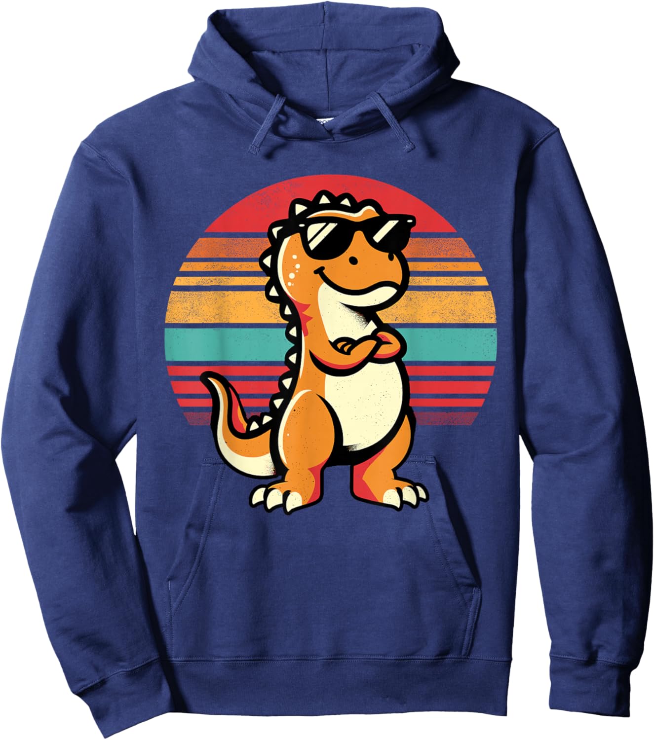 Retro Dinosaur T-Rex Funny Dinosaur Hoodie - Hoodie | Navy