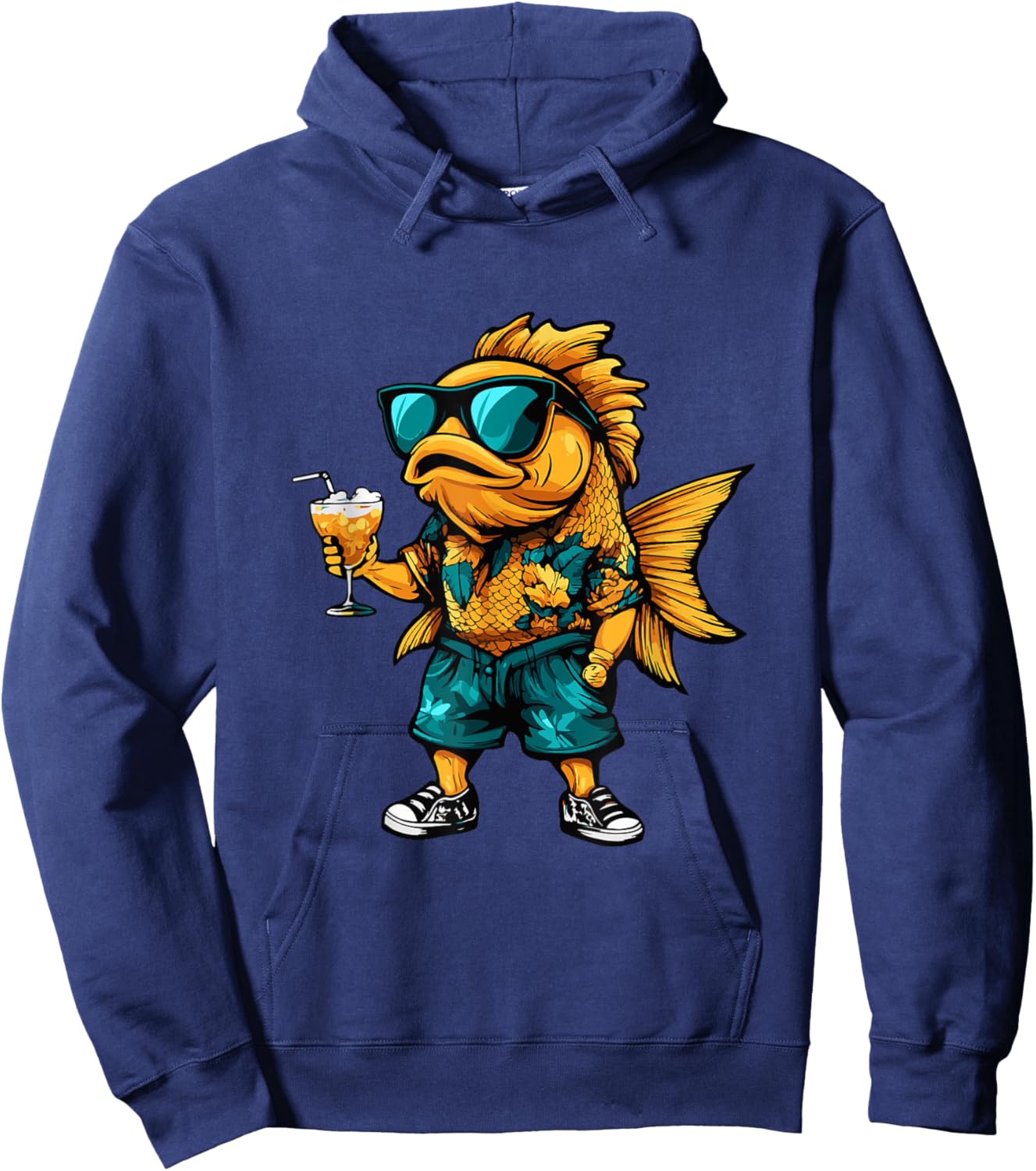 Vacances d'été drôles de poissons rouges Hoodie - Hoodie | Navy
