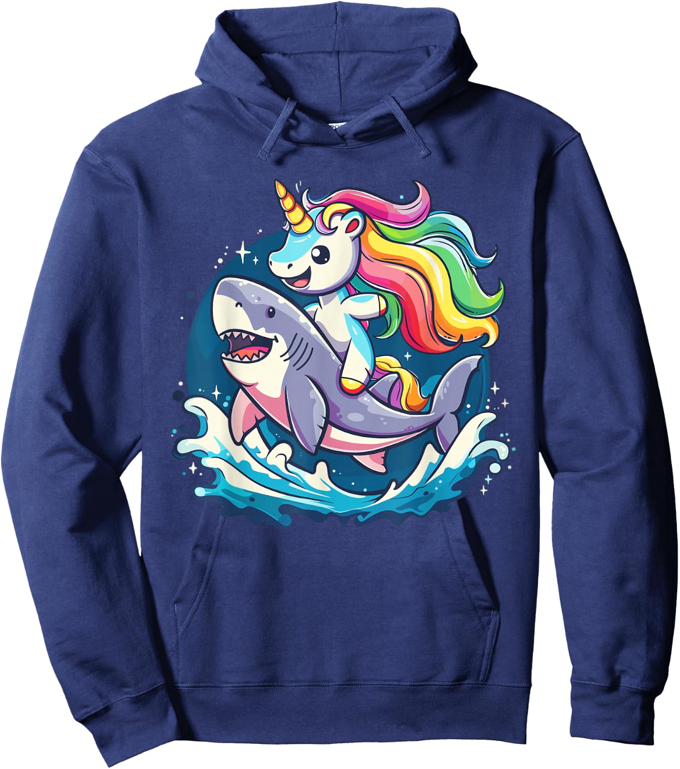 Cute Unicorn Riding Shark for Girls and Boys Hoodie - Hoodie | Navy