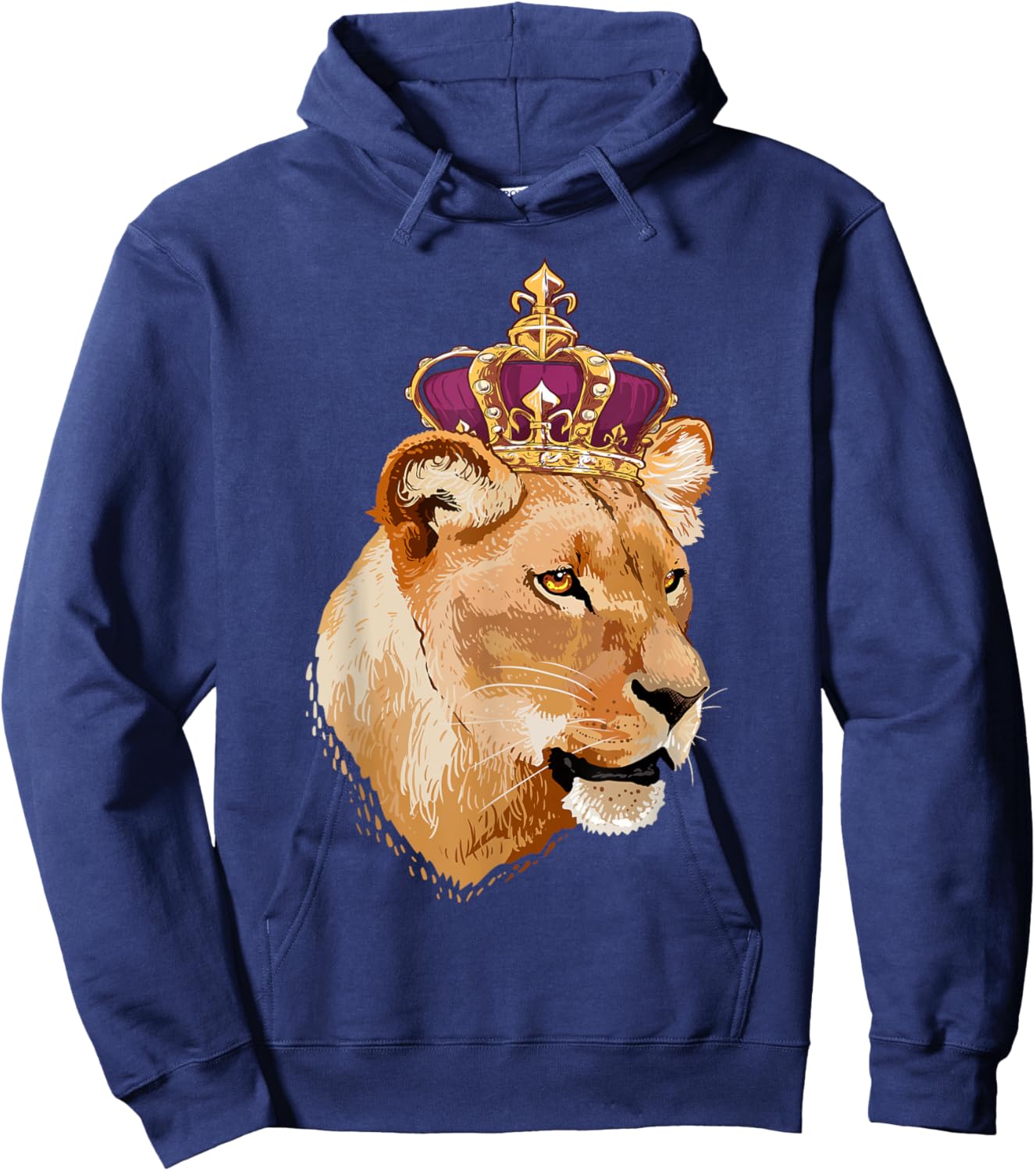 Lion Queen Big Cat Crowned Lioness Family Women Hoodie - Hoodie | Navy