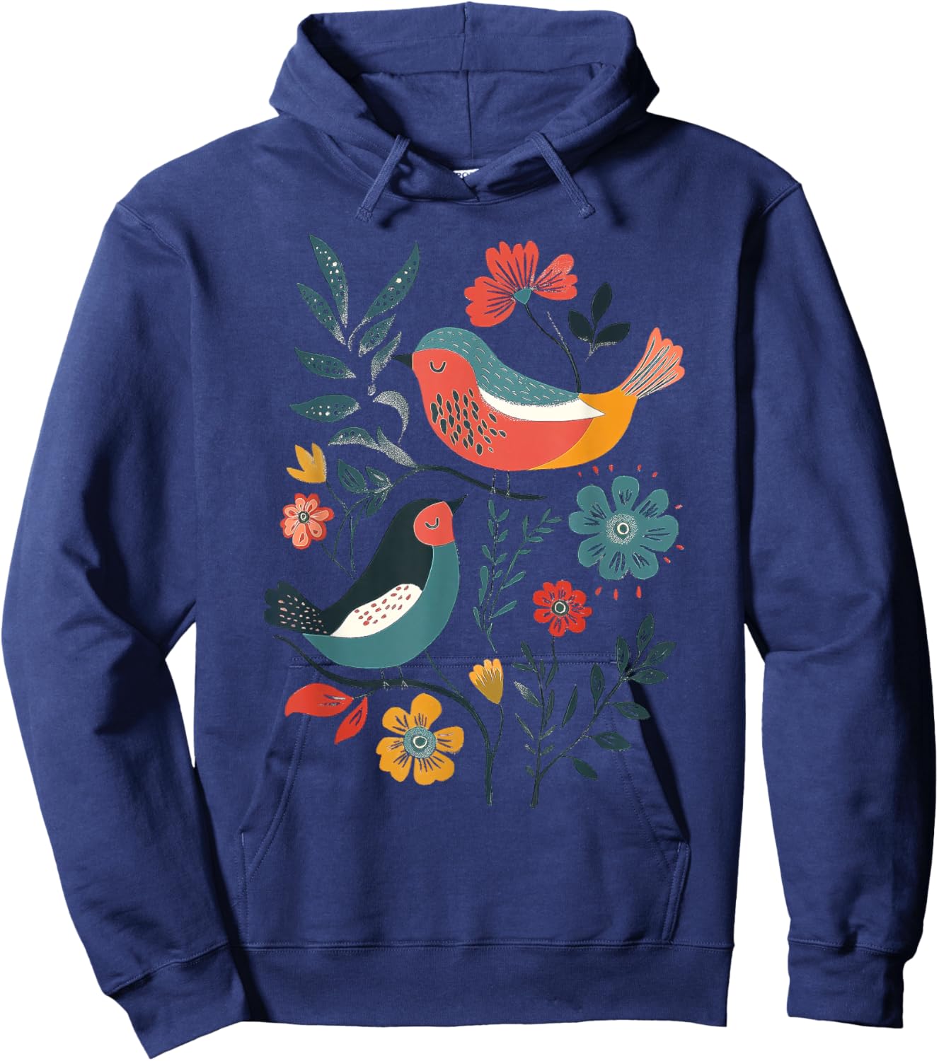 Folk Art Birds Hoodie - Hoodie | Navy