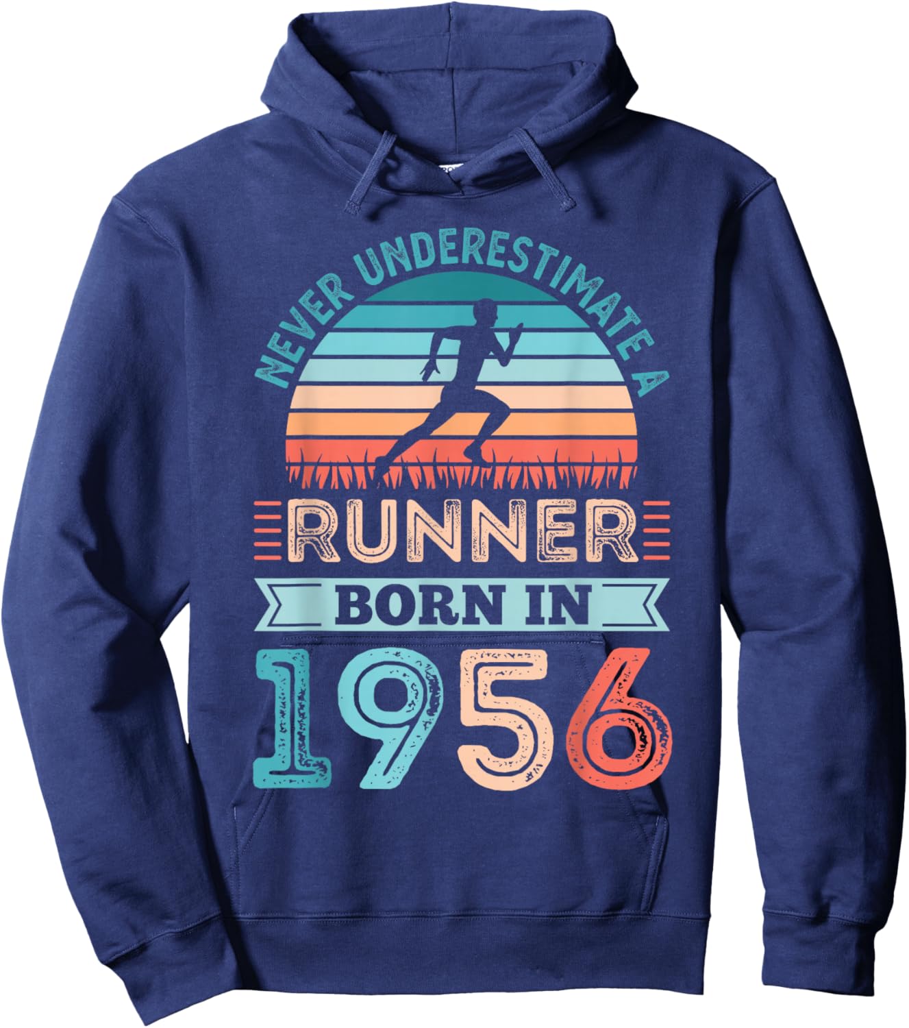 Runner born in 1956 70th Birthday Running Gifts Hoodie - Hoodie | Navy