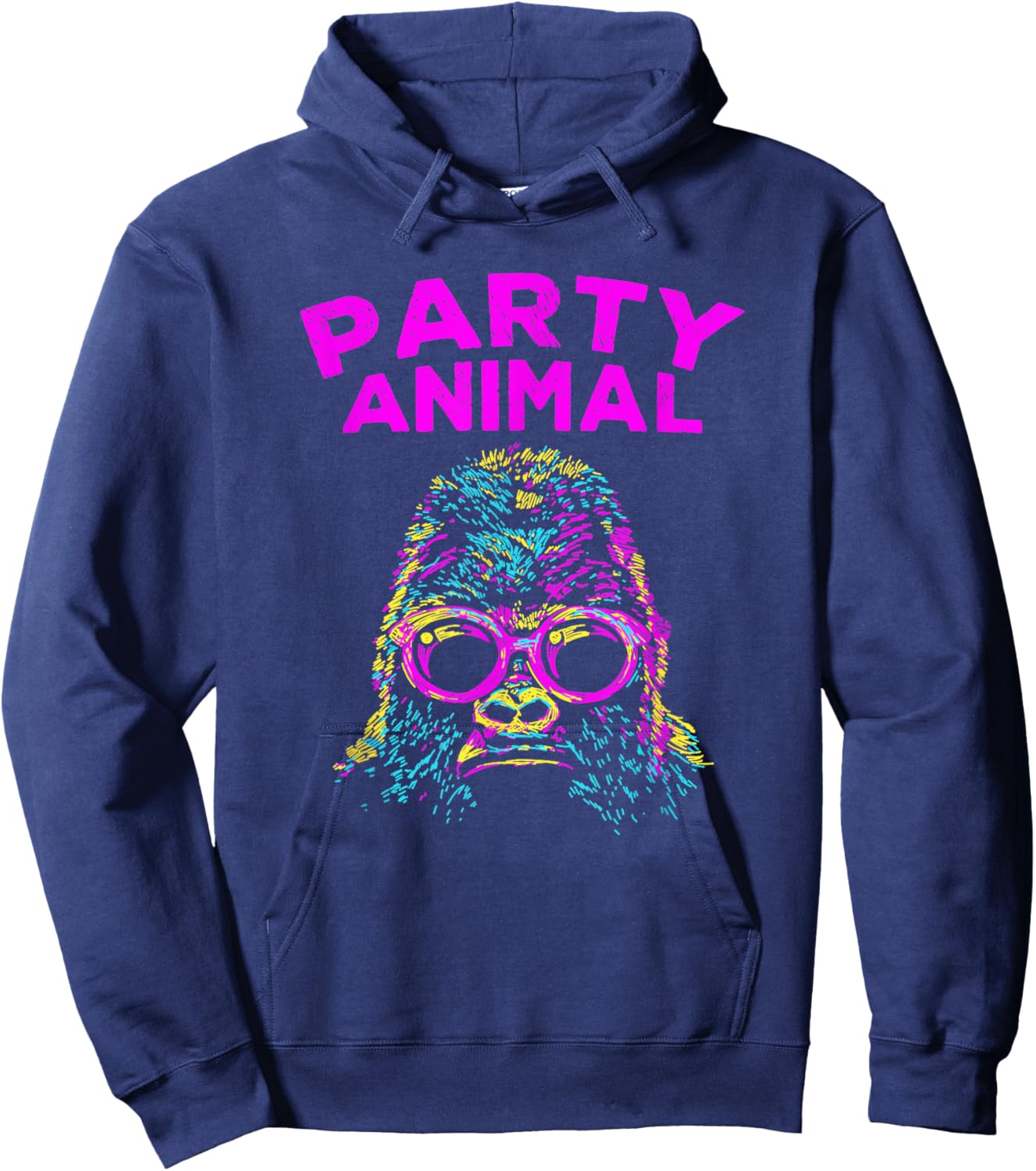 Cute Gorilla Party Animal Lover Colorful Monkey Hoodie - Hoodie | Navy