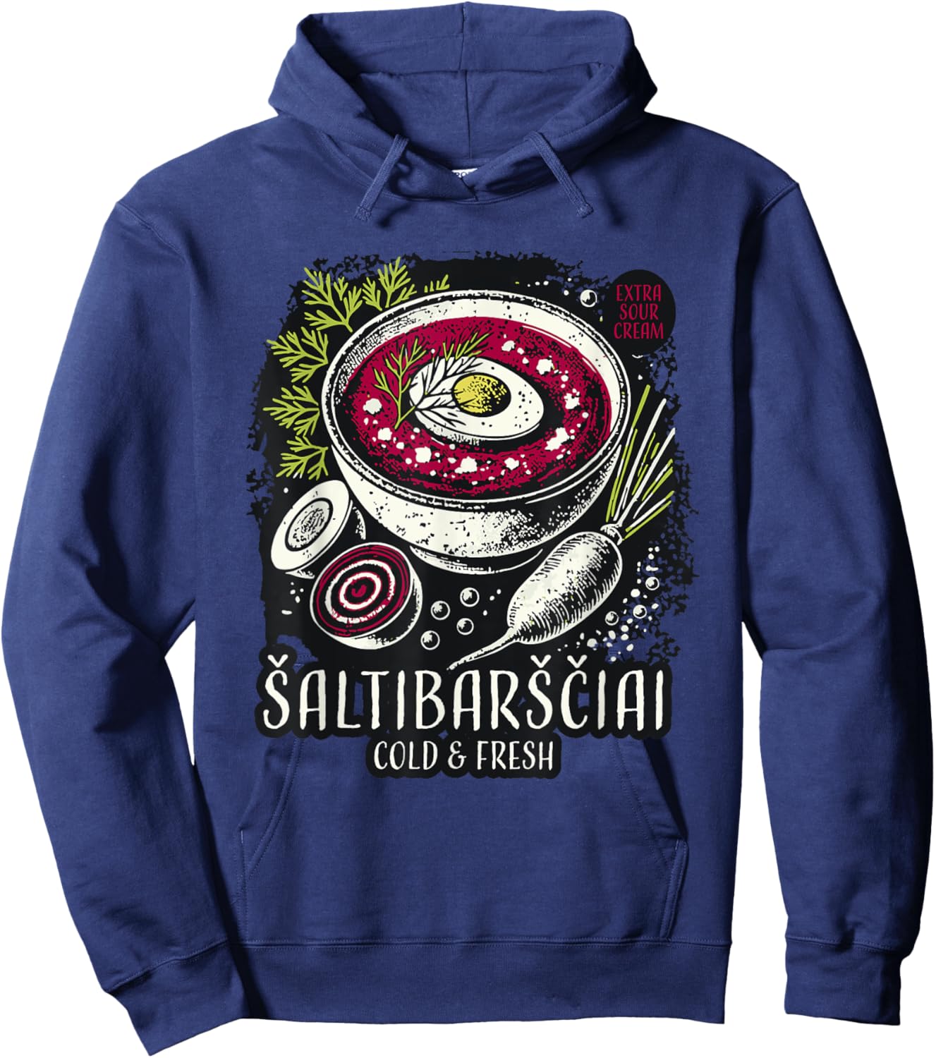 Lithuanian Cold Pink Soup Saltibarsciai Lietuva Hoodie - Hoodie | Navy