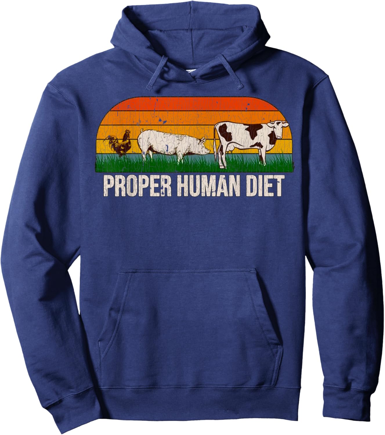 Vintage Proper Human Diet , Small, Black Hoodie - Hoodie | Navy
