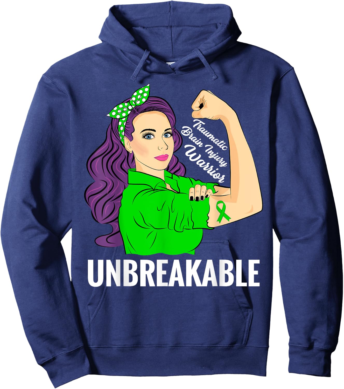 Traumatic Brain Injury Warrior TBI Awareness Hoodie - Hoodie | Navy