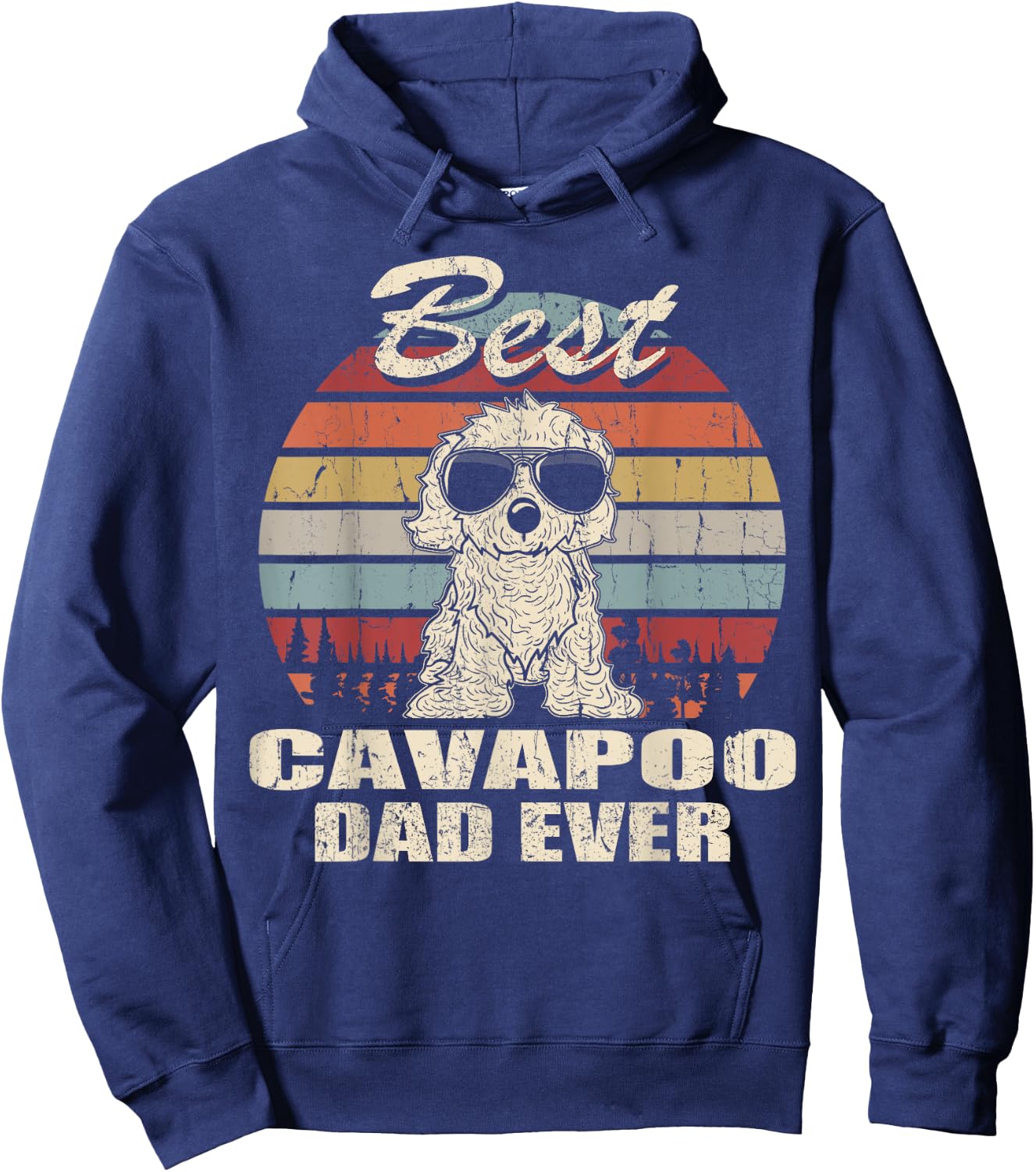 Best Cavapoo Dad Ever Vintage Retro Dog Dad Hoodie - Hoodie | Navy