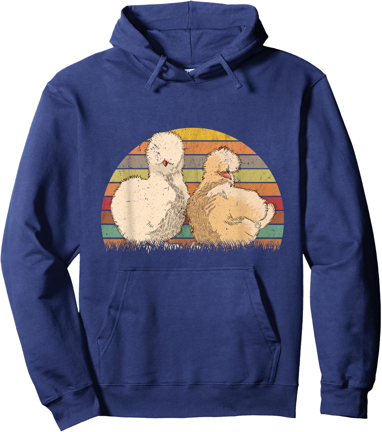 Silk hen Retro Silkies Vintage Silkie Chicken Hoodie - Hoodie | Navy