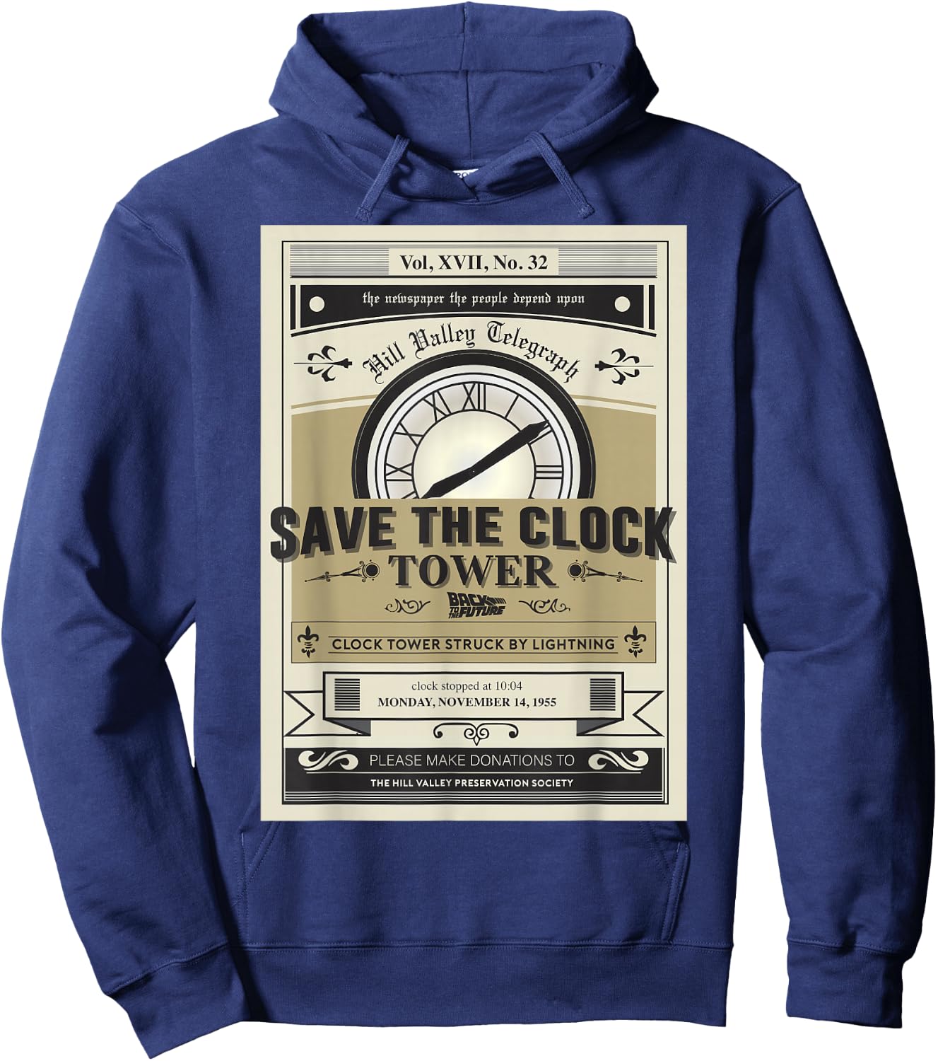 Back to the Future Clock Tower Poster Graphic Hoodie - Hoodie | Navy