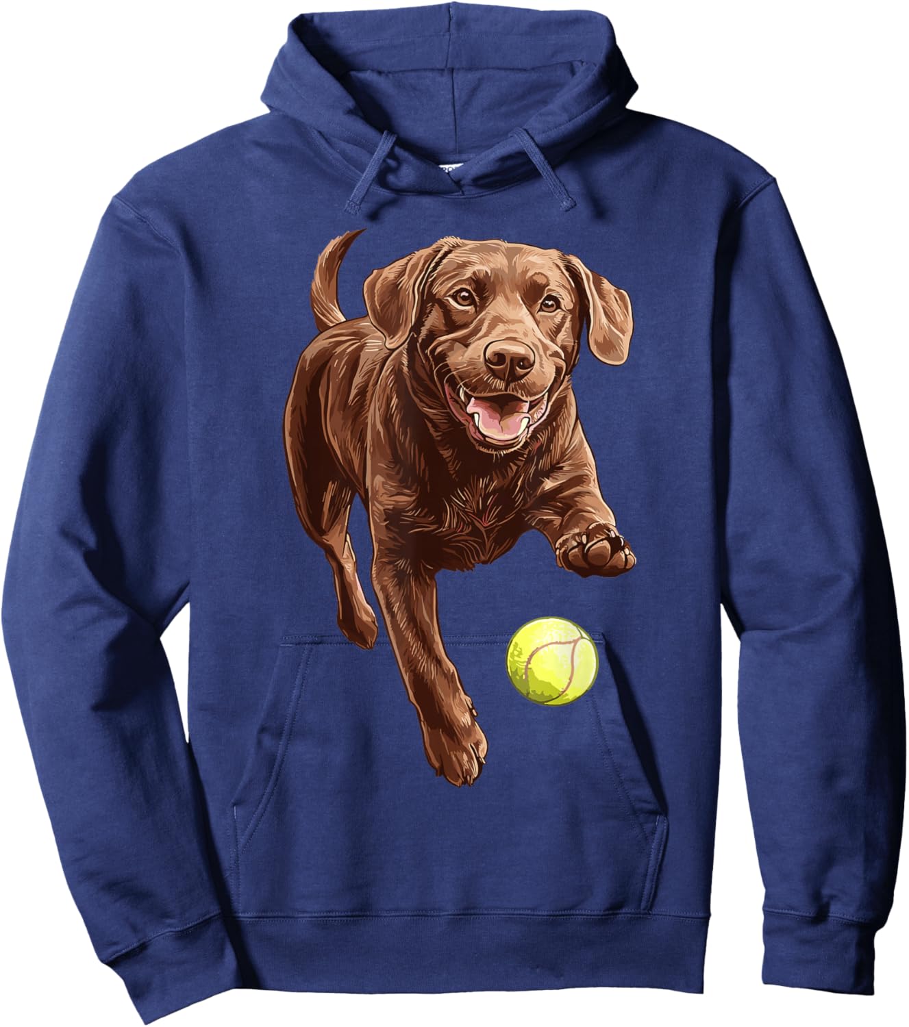 Brown Labrador chasing ball Hoodie - Hoodie | Navy