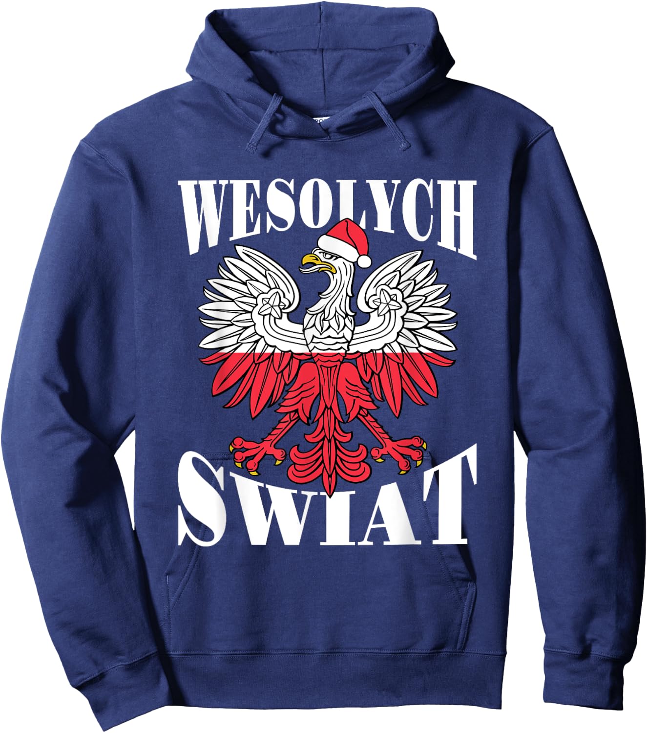 Wesolych Swiat Polish Christmas Eagle Santa Hat Hoodie - Hoodie | Navy
